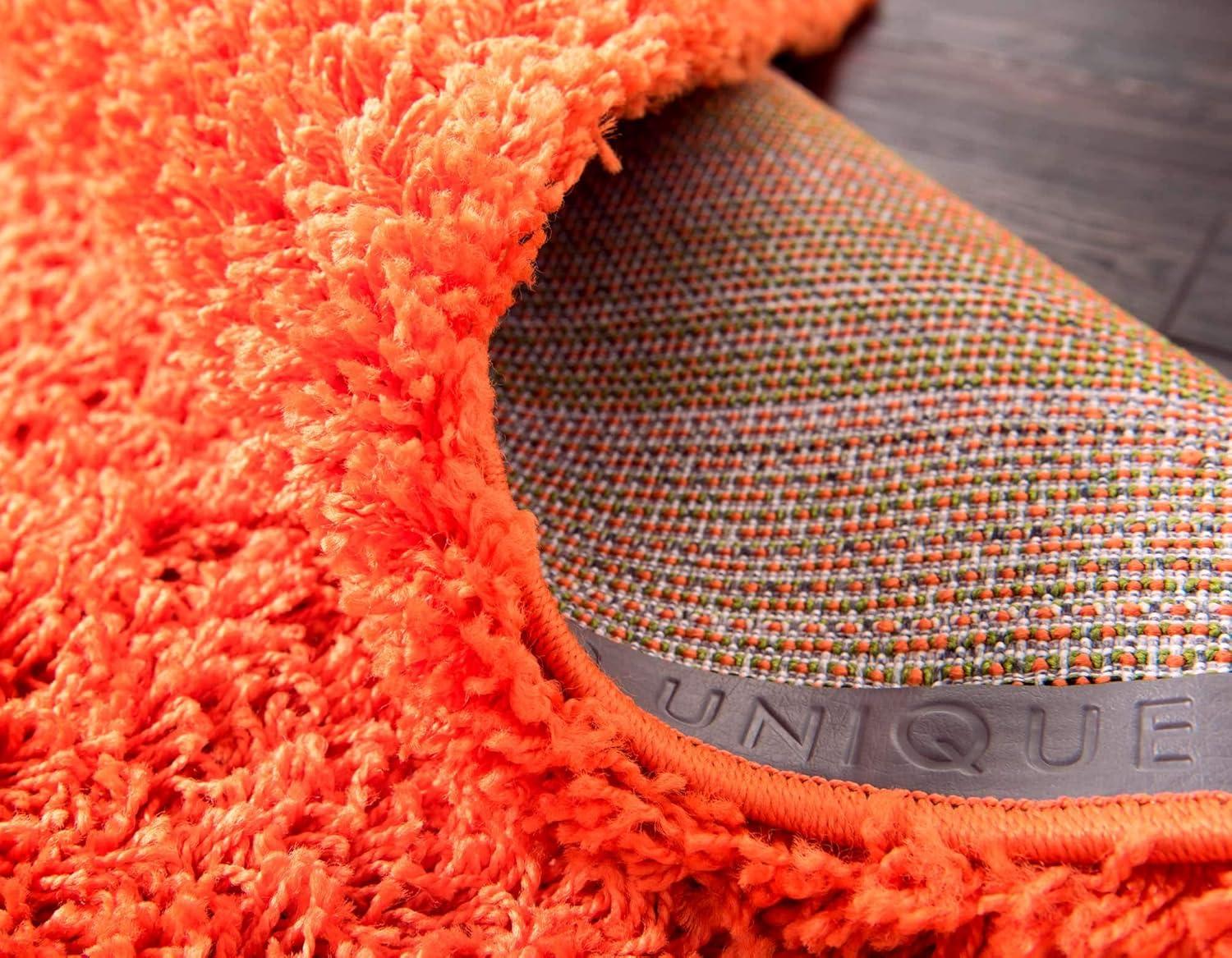 Unique Loom 2' 2 x 3' 1 Solid Shag Tiger Orange Area Rug