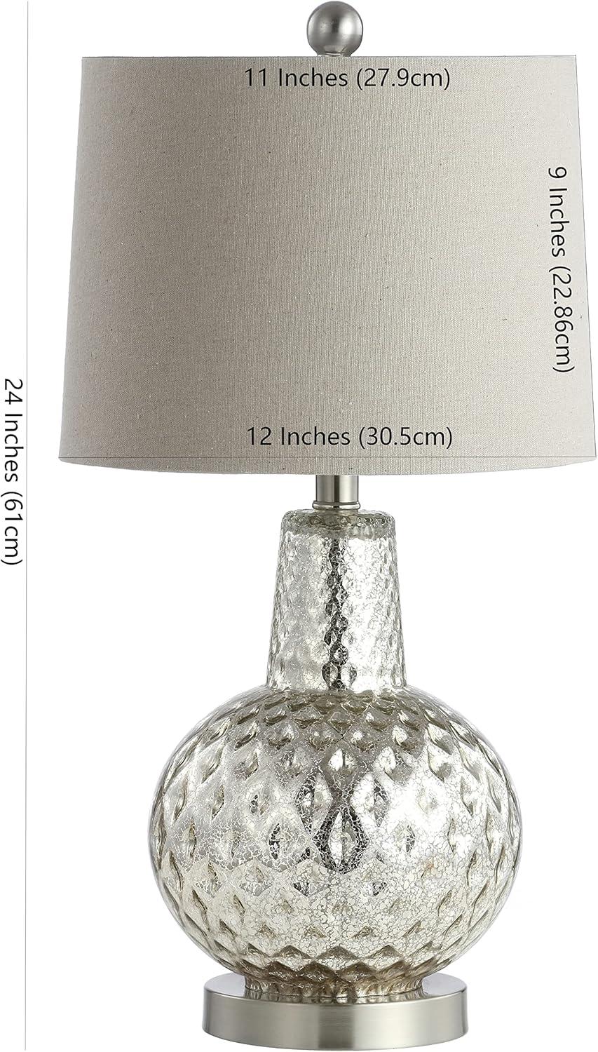 Atlas 24" Silver Mercury Glass Table Lamp with Ivory Shade