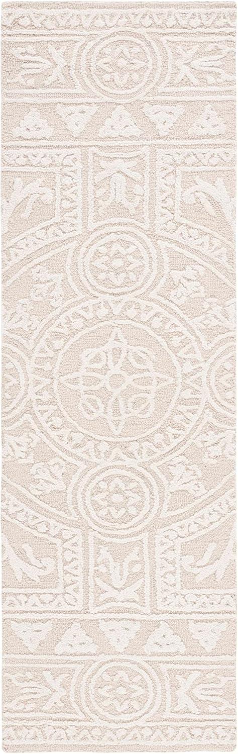 SAFAVIEH Blossom Roy Geometric Wool Runner Rug, Light Grey/Ivory, 2'3" x 6'