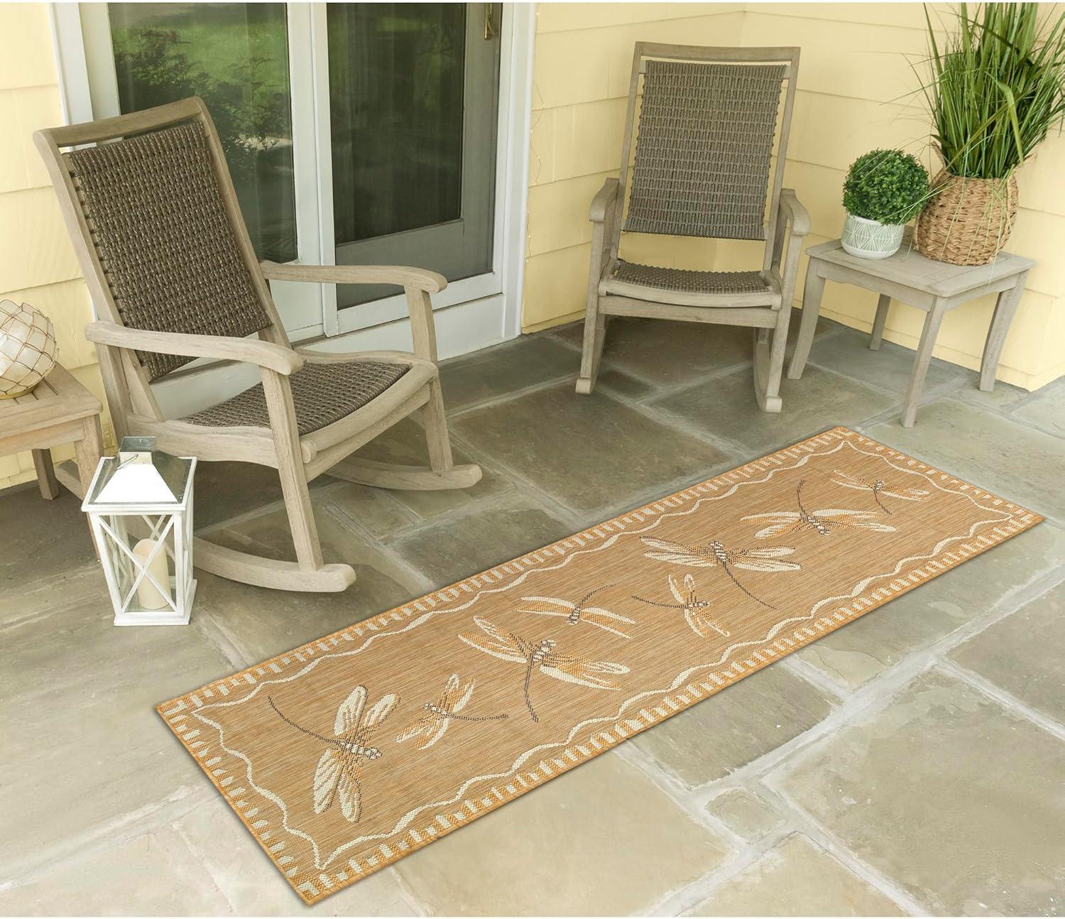 Liora Manne Carmel Dragonfly Indoor/Outdoor Rug Sand 1'11" x 7'6"