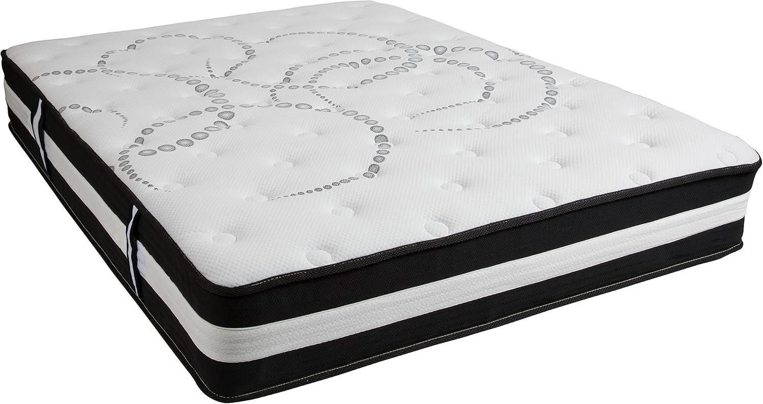 BizChair 12 Inch CertiPUR-US Certified Hybrid Pocket Spring Mattress, Queen Mattress in a Box