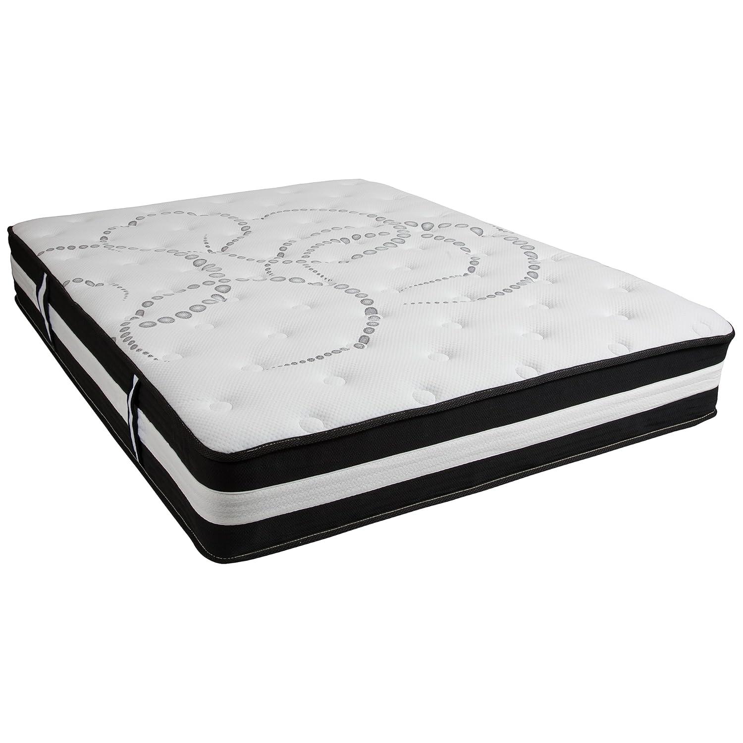 BizChair 12 Inch CertiPUR-US Certified Hybrid Pocket Spring Mattress, Queen Mattress in a Box