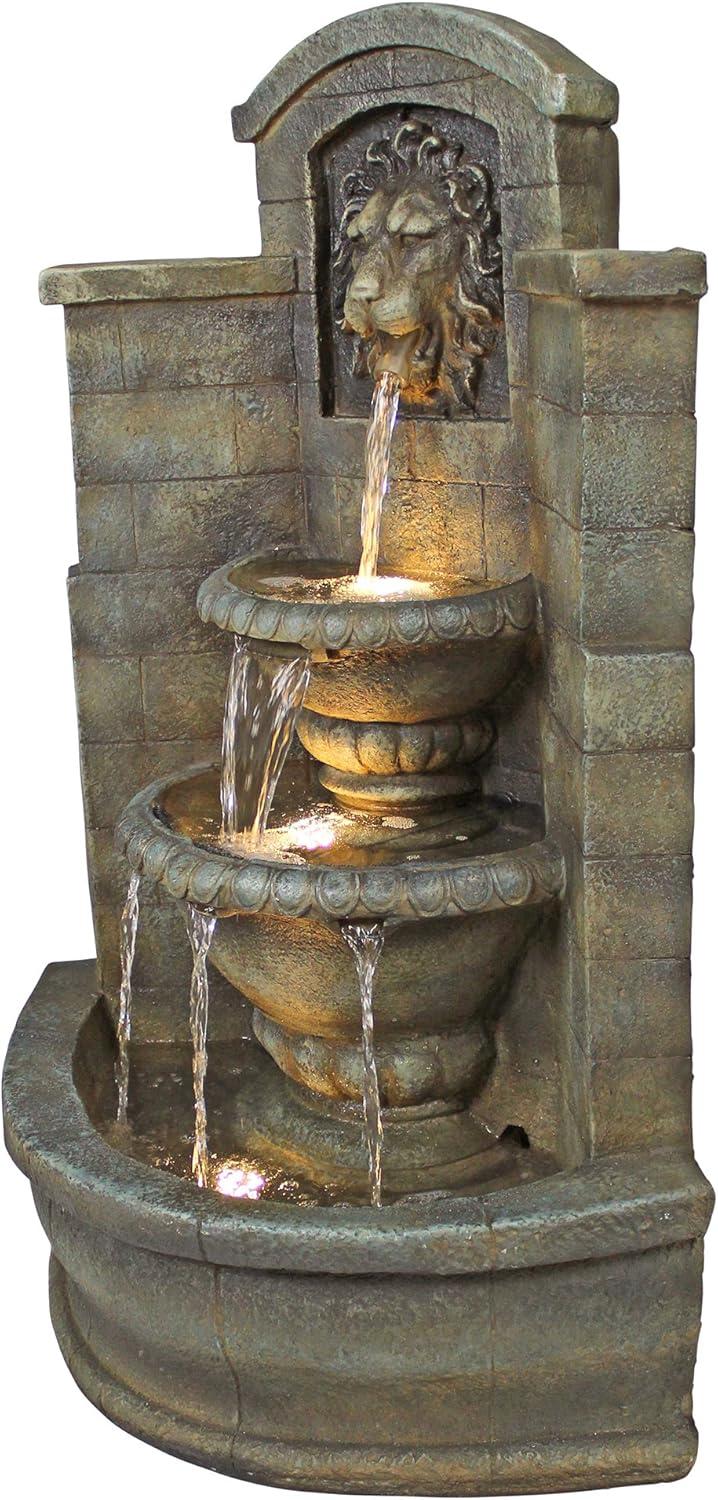 Astoria Grand Saint Remy Lion Corner Fountain with LED Lights