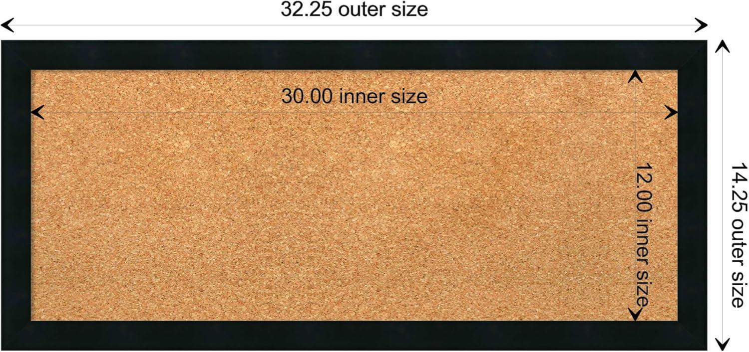 Amanti Art Cork Board Wood Framed Mezzanotte Black Bulletin Board, Organization Board, Pin Board