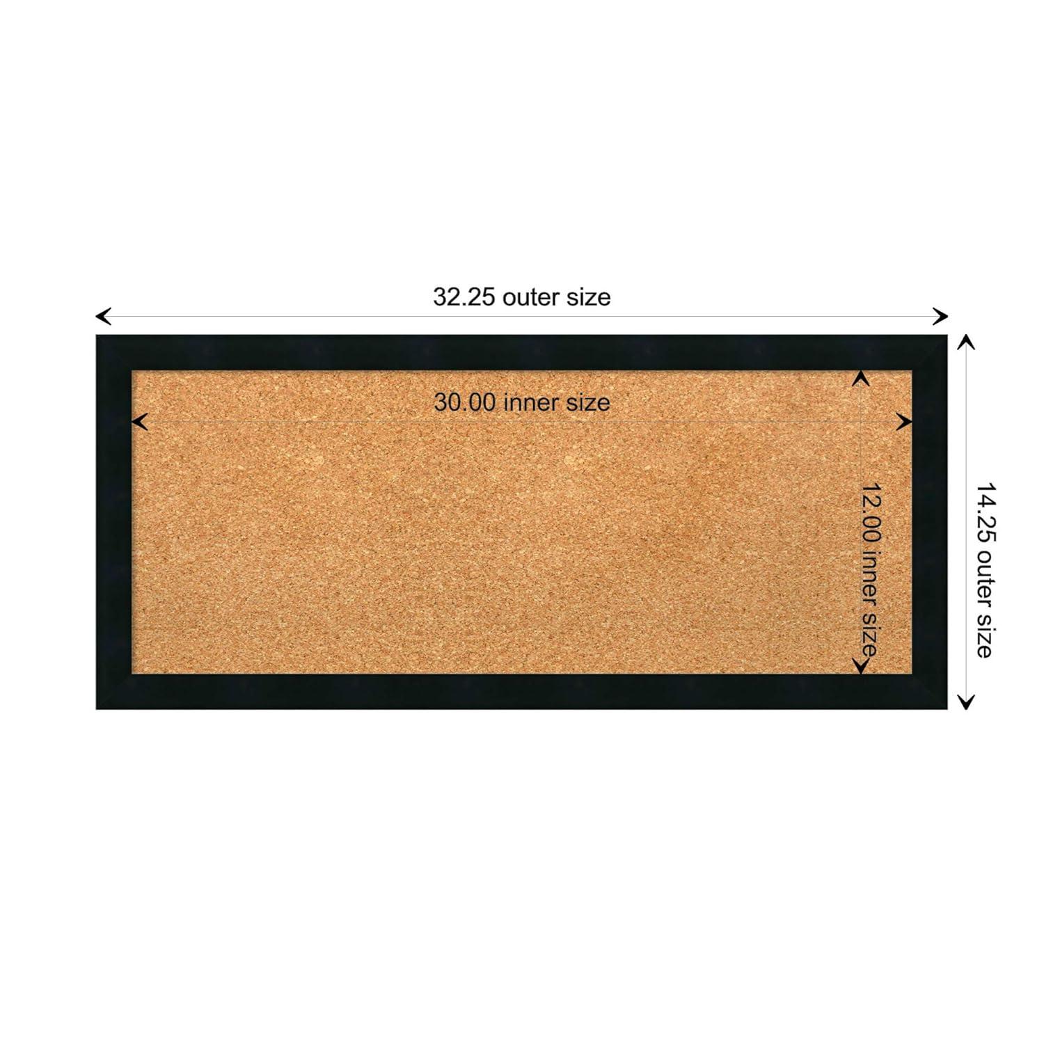 Amanti Art Natural Cork Board Wood Framed Mezzanotte Black Bulletin Board 32 in. x 14 in.