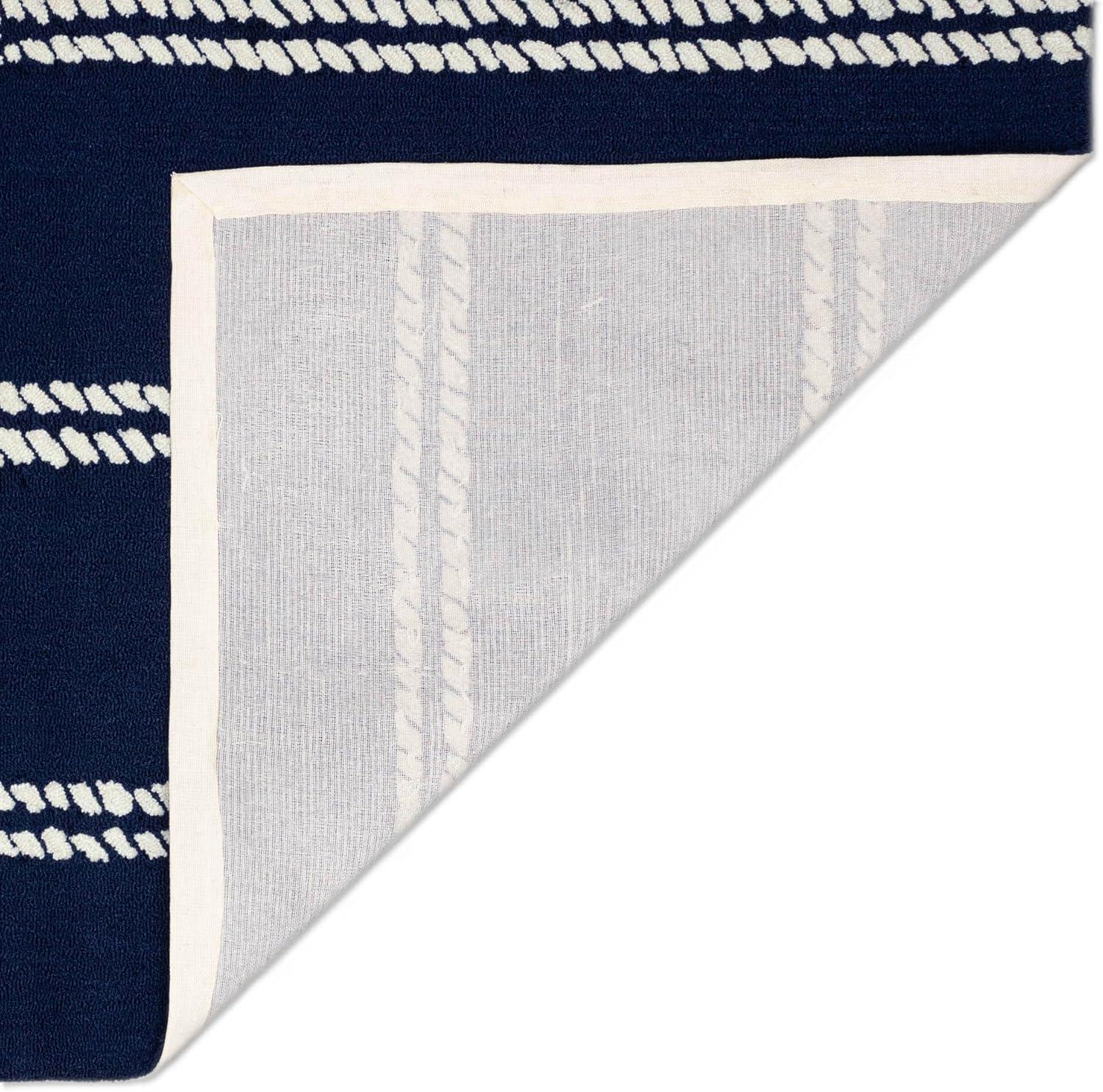 Coastal Bliss Navy Blue 5' x 7' Hand-Tufted Synthetic Rectangular Rug