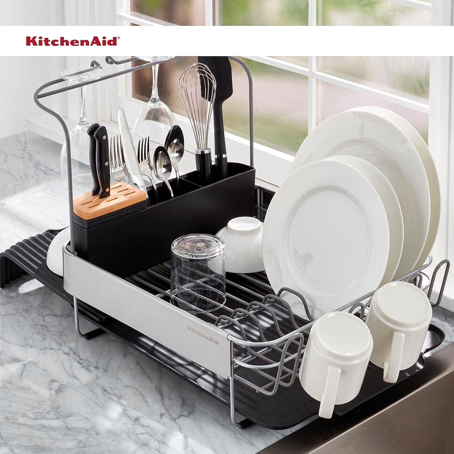 KitchenAid Expandable Dishrack Black: Freestanding Kitchen Drying Rack with Lifetime Warranty