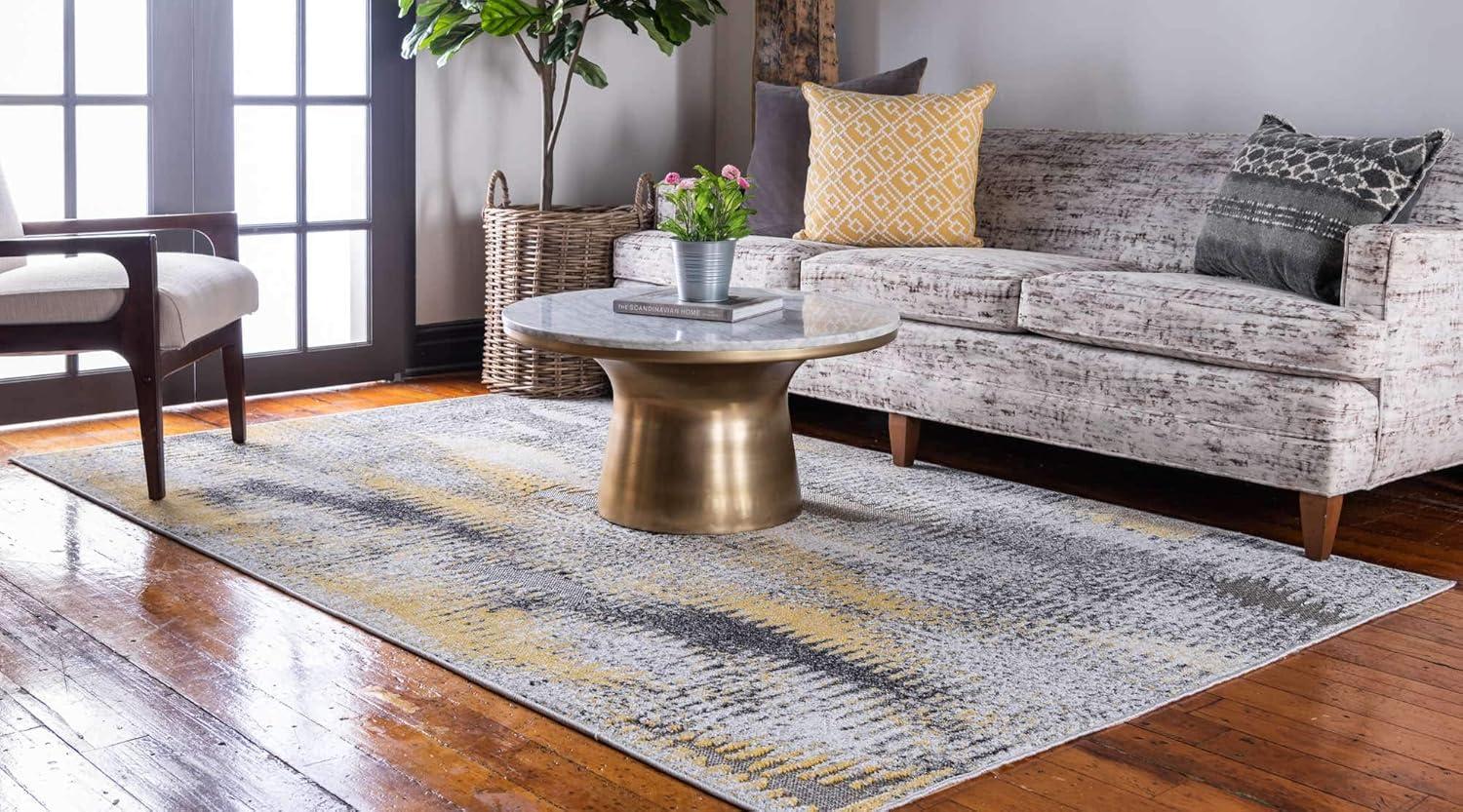 Unique Loom Outdoor Modern Collection Area Rug - New York (5' 1" x 8' Rectangle Ivory/Gray)