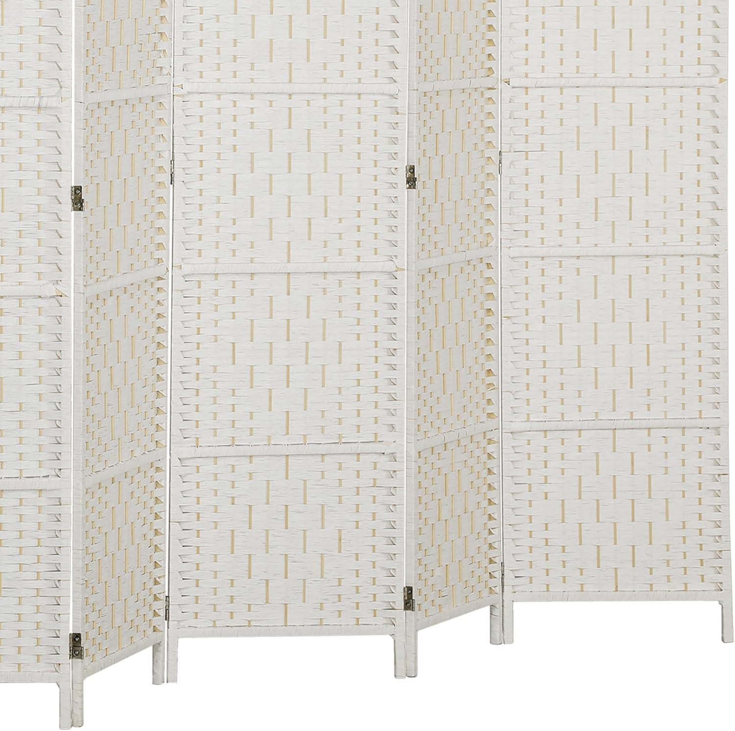 Highland Dunes Room Divider, Panel Folding Privacy Screen, 6FT Tall Portable Wicker Weave Partition Wall Divider For Bedroom, Home Office, White