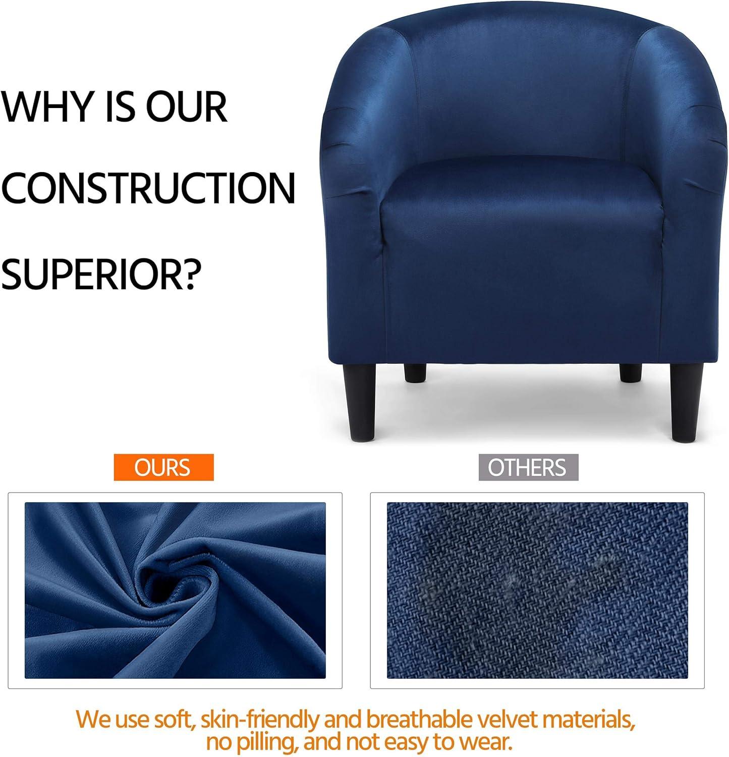 Renwick Modern Upholstered Tub Chair, Set of 2, Navy Blue Velvet
