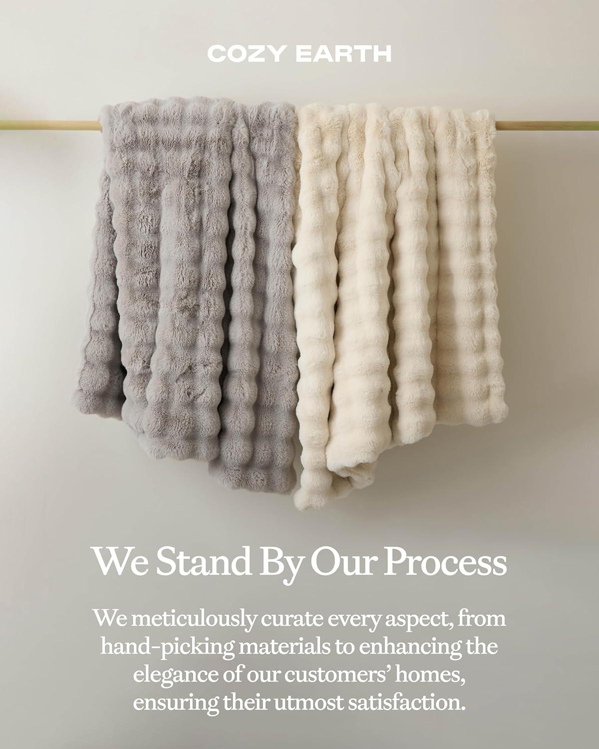 Oversized Cream Faux Fur Ultra-Soft Machine Washable Throw Blanket