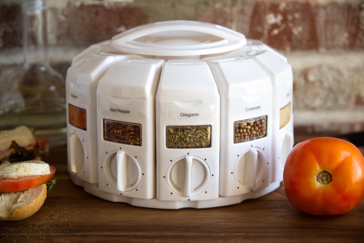 KitchenArt Select-A-Spice Auto-Measure Carousel Professional Series, White, 9.5" x 9.5" x 6.75"