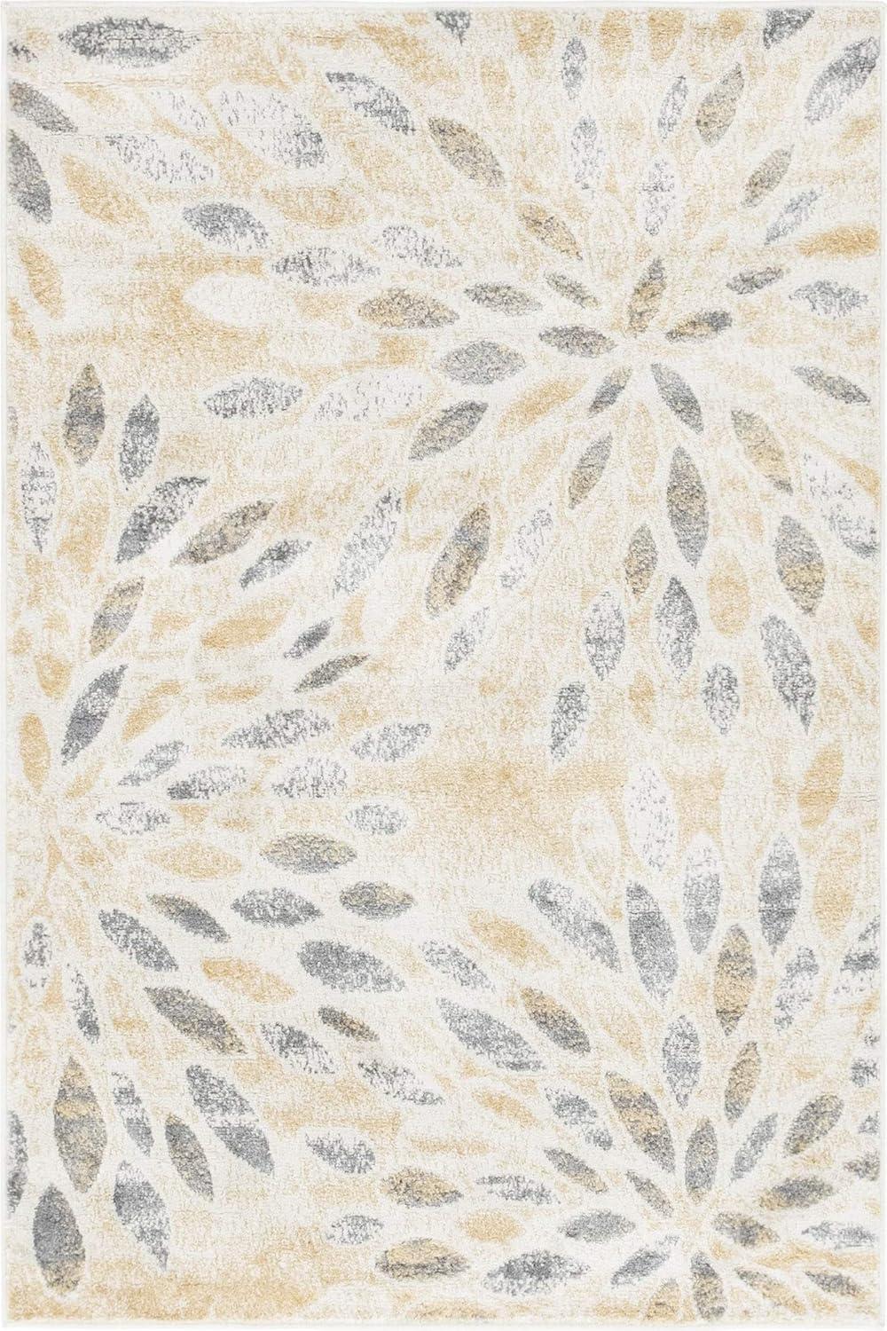 Rugs.com Charleston Collection Rug – 4' x 6' Yellow Low-Pile Rug Perfect For Living Rooms, Large Dining Rooms, Open Floorplans