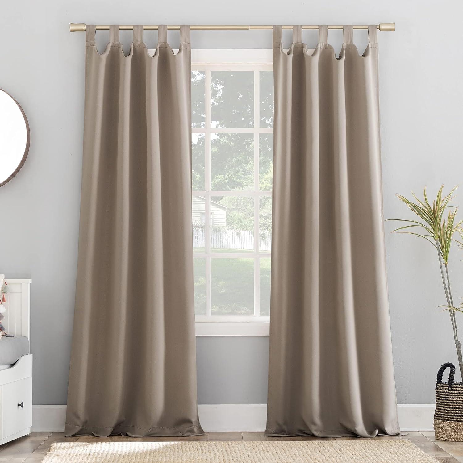 Stone Gray Blackout Tab Top Polyester Curtain Panel, 40x84