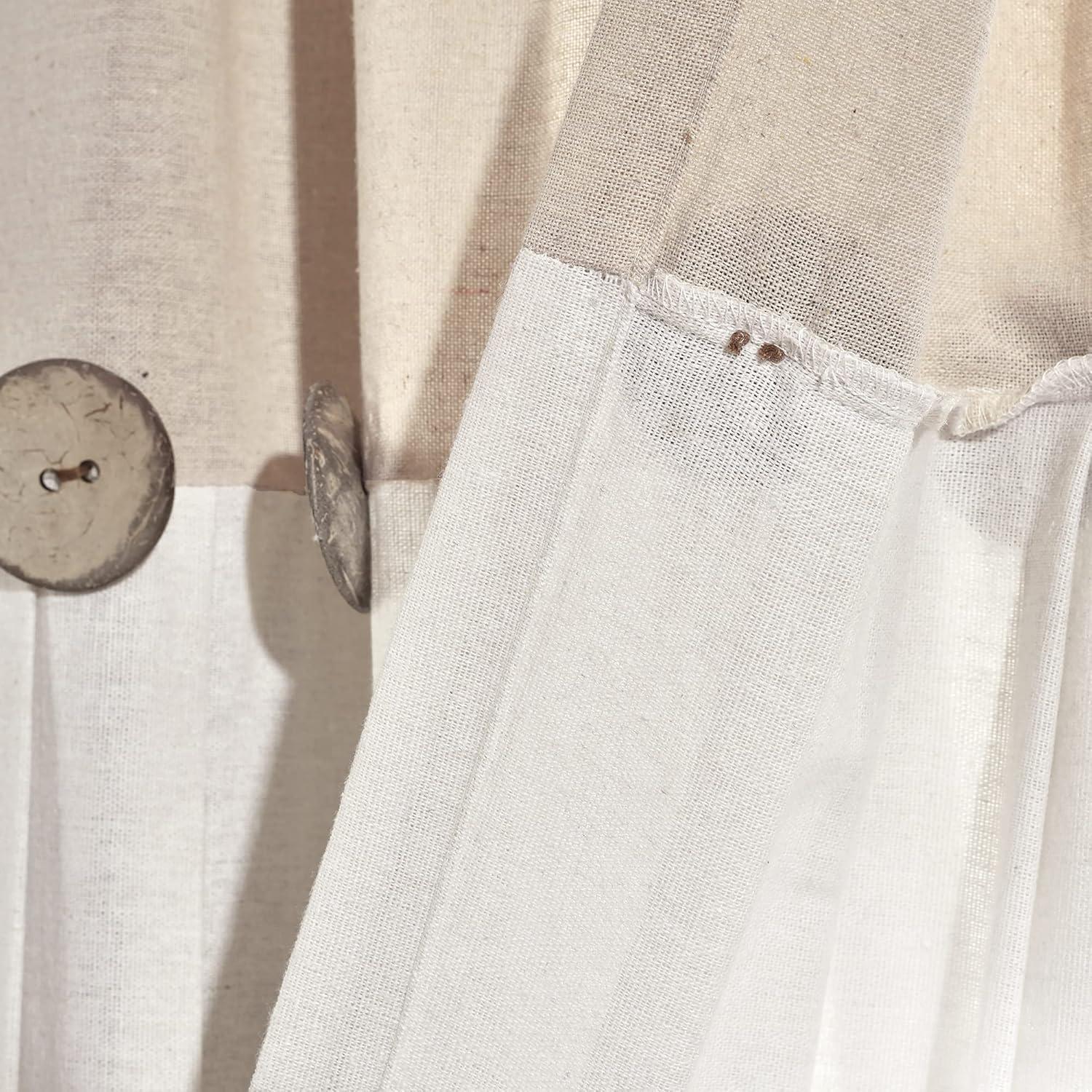 Linen Button Kitchen Tier Curtain Panels Linen 29X24 Set