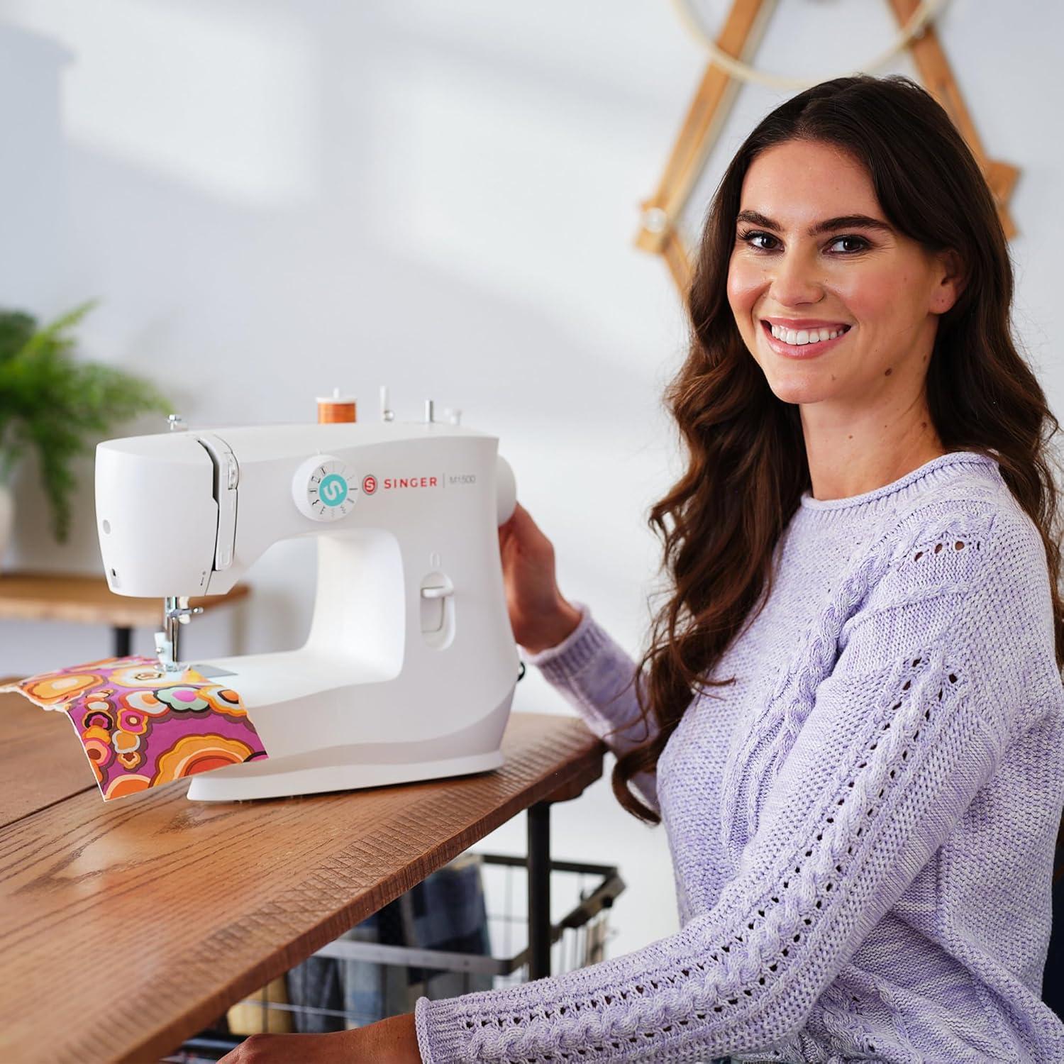SINGER® M1500 Mechanical Sewing Machine with 57 Stitch Applications, White