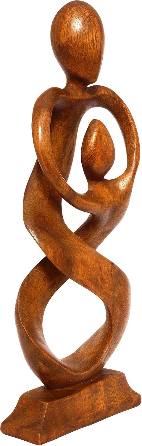 12" Wooden Handmade Abstract Sculpture Statue Handcrafted "Entwined Spirits" Gift Art Decorative Home Decor Figurine Accent Decoration Hand Carved