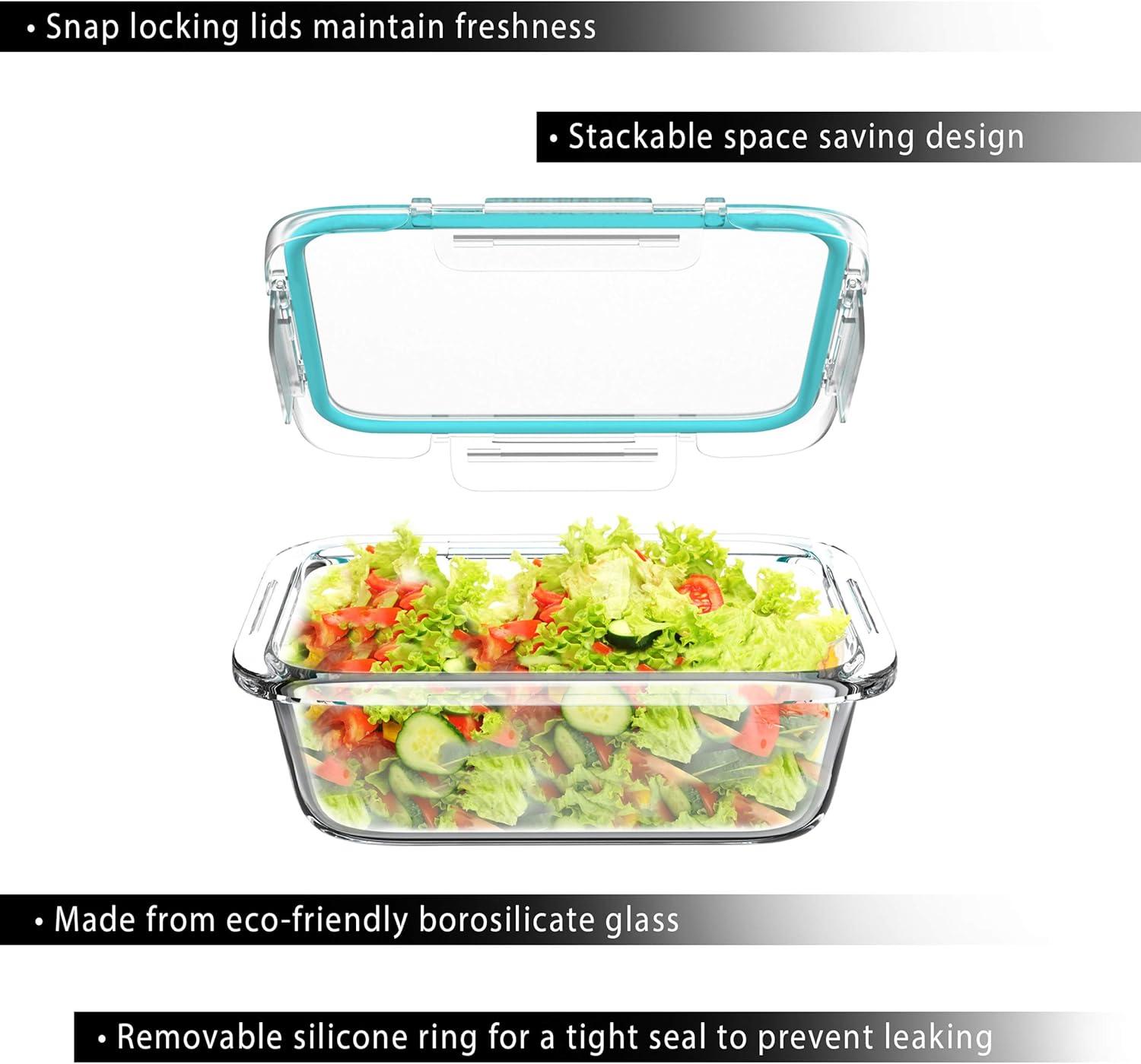 Clear Borosilicate Glass 5-Pack Meal Prep Container Set