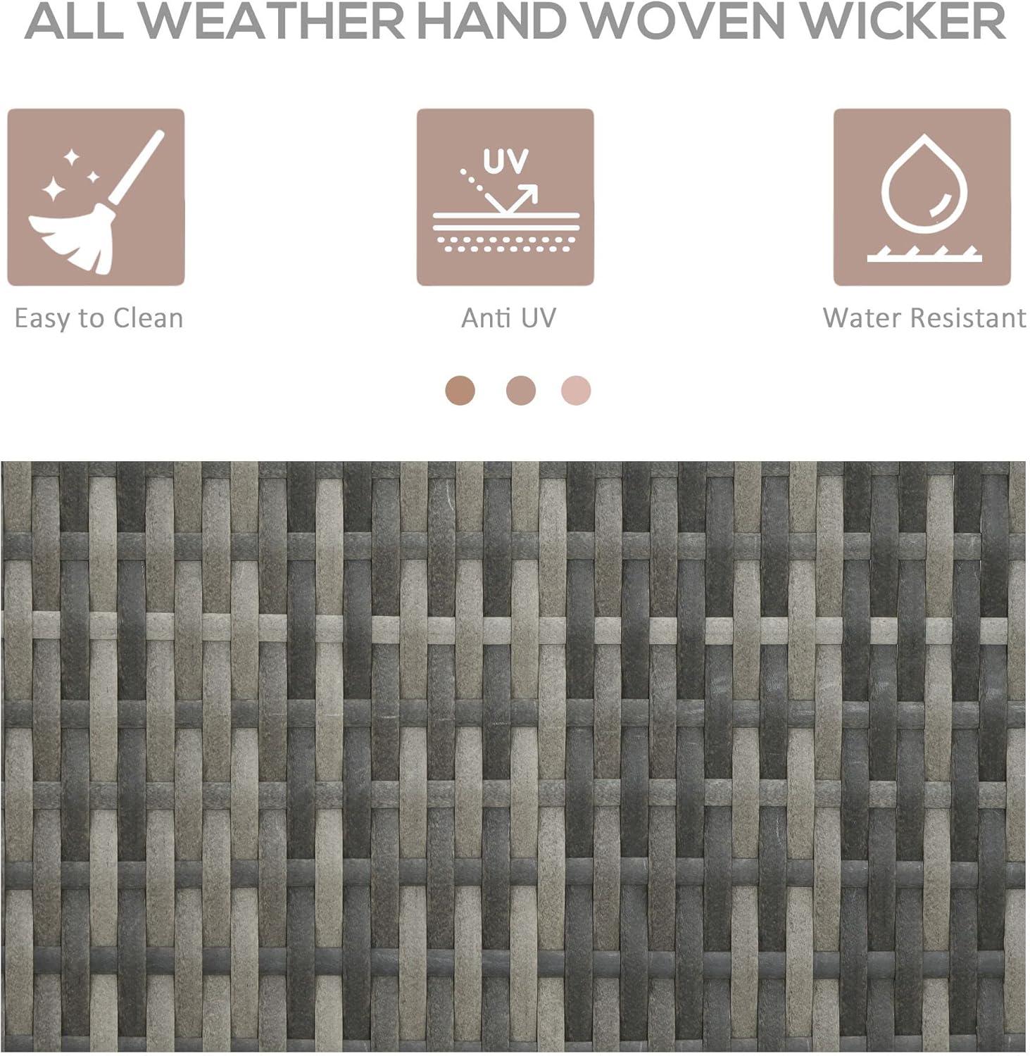 Tryimagine Outsunny Valet Pool Towel Rack, Waterproof PE Plastic Rattan Wicker Storage Organizer, Indoor Outdoor Spa, And Hot Tub Accessory Storage, 2 Shelves, 1 Basket Drawer