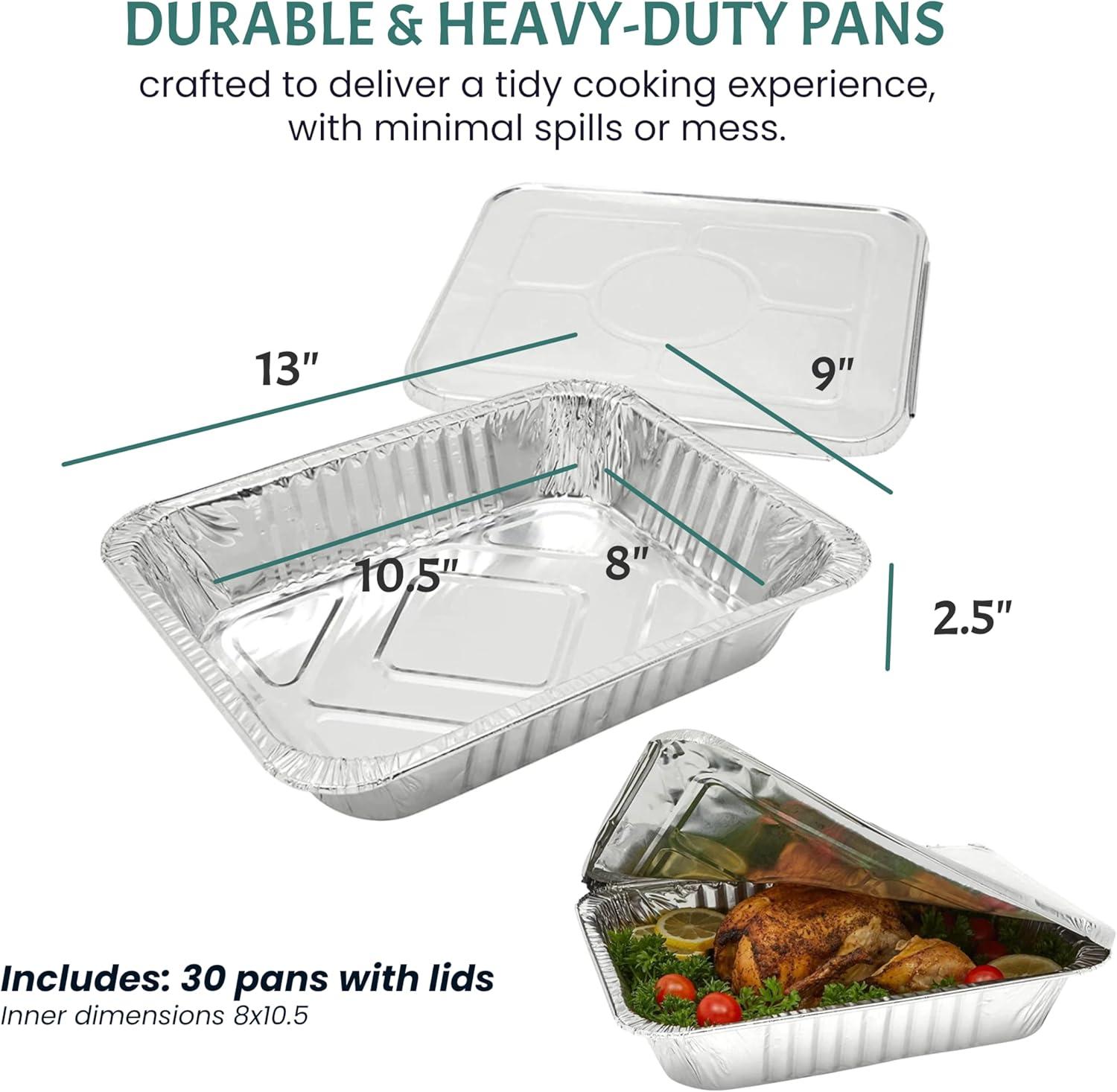 30-Pack Silver Aluminum Disposable Rectangle Pans