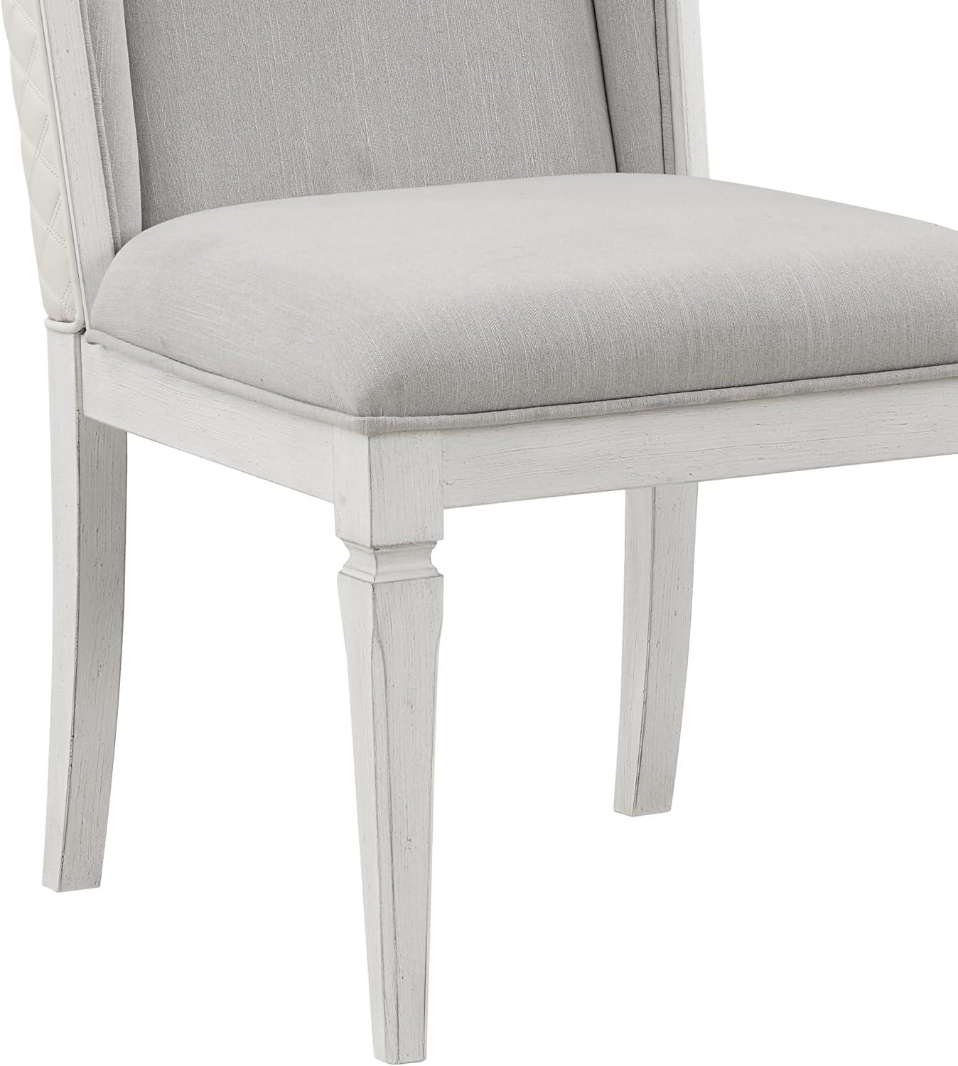 22.25" Katia Dining Chair Light Gray Linen and Weathered White Finish - Acme Furniture