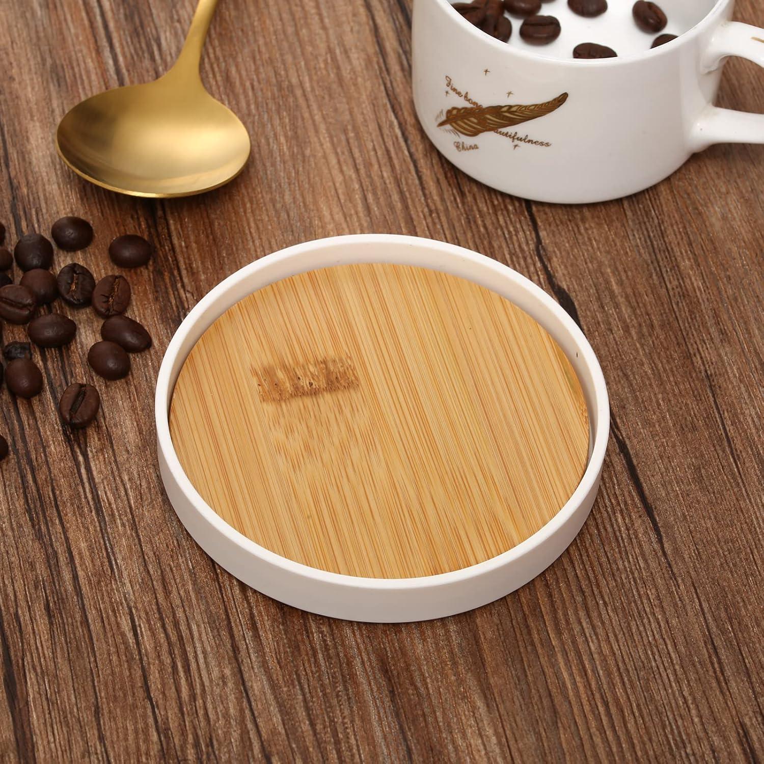 Premium Wood Coasters for Drinks - Set of 5 Cup Mats with Holder - Protect Your Coffee Table -