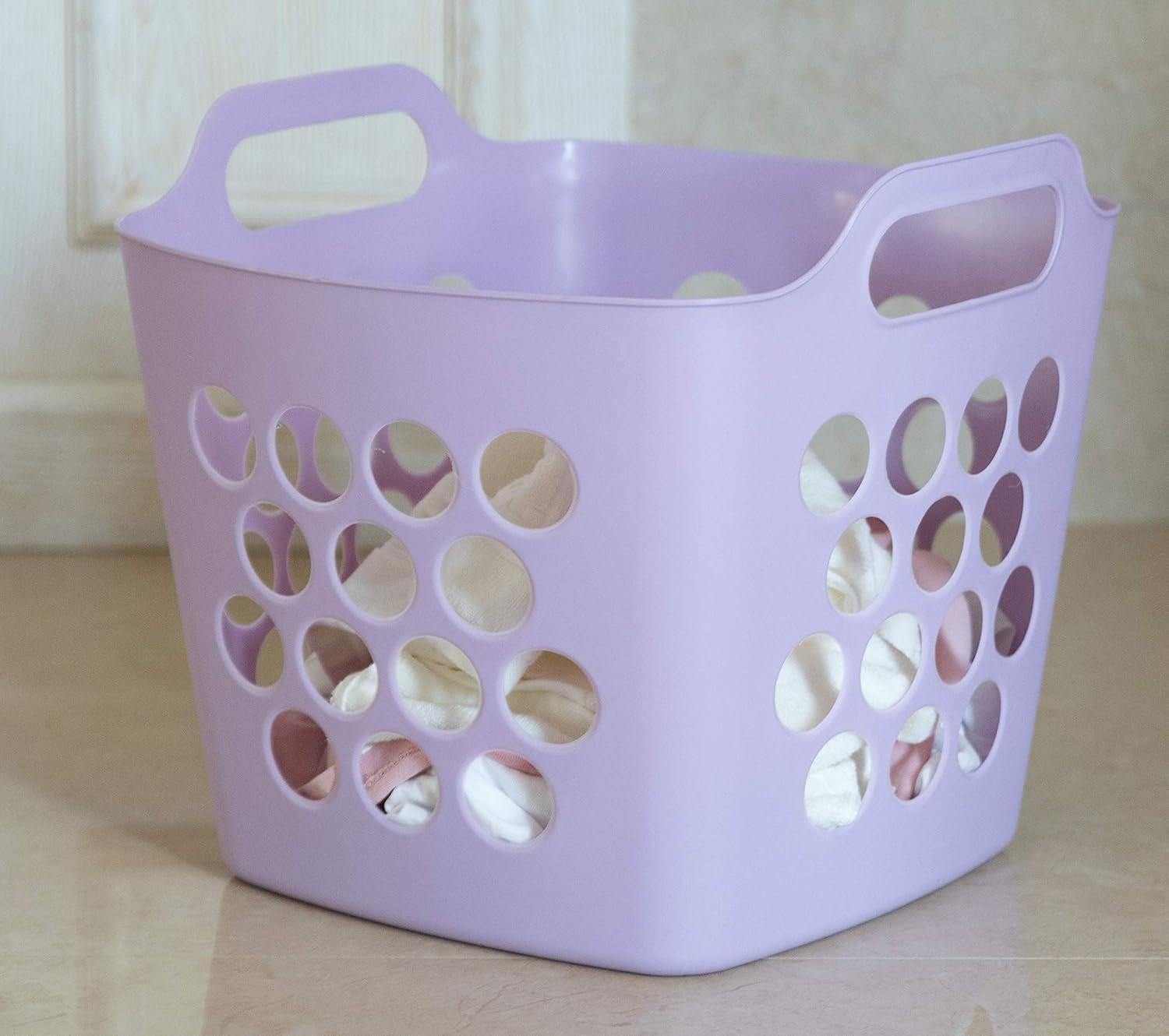 Rebrilliant Flexible Plastic Carry Laundry Basket Holder Square Storage Hamper with Side Handles