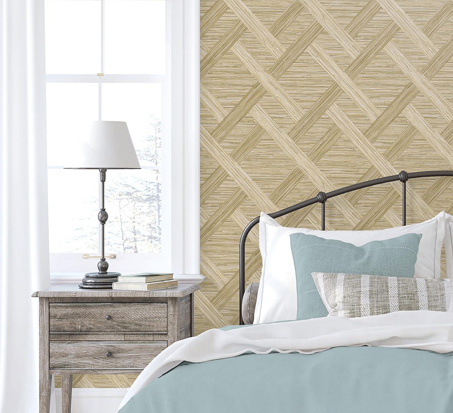 Java Weave Brown Faux Grasscloth Peel and Stick Wallpaper