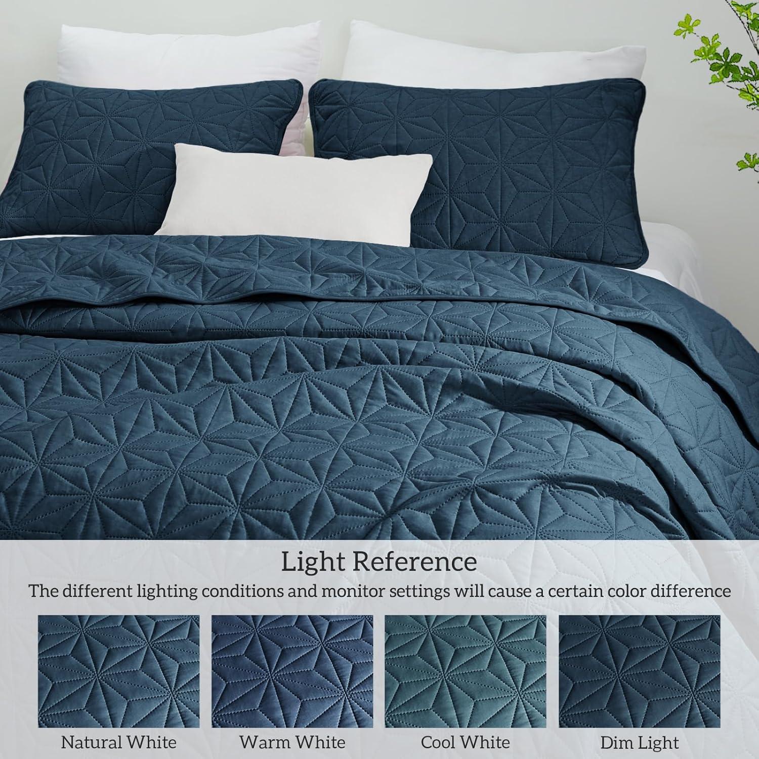 3-Piece King Size Quilt Set Blue - 3 Piece - King