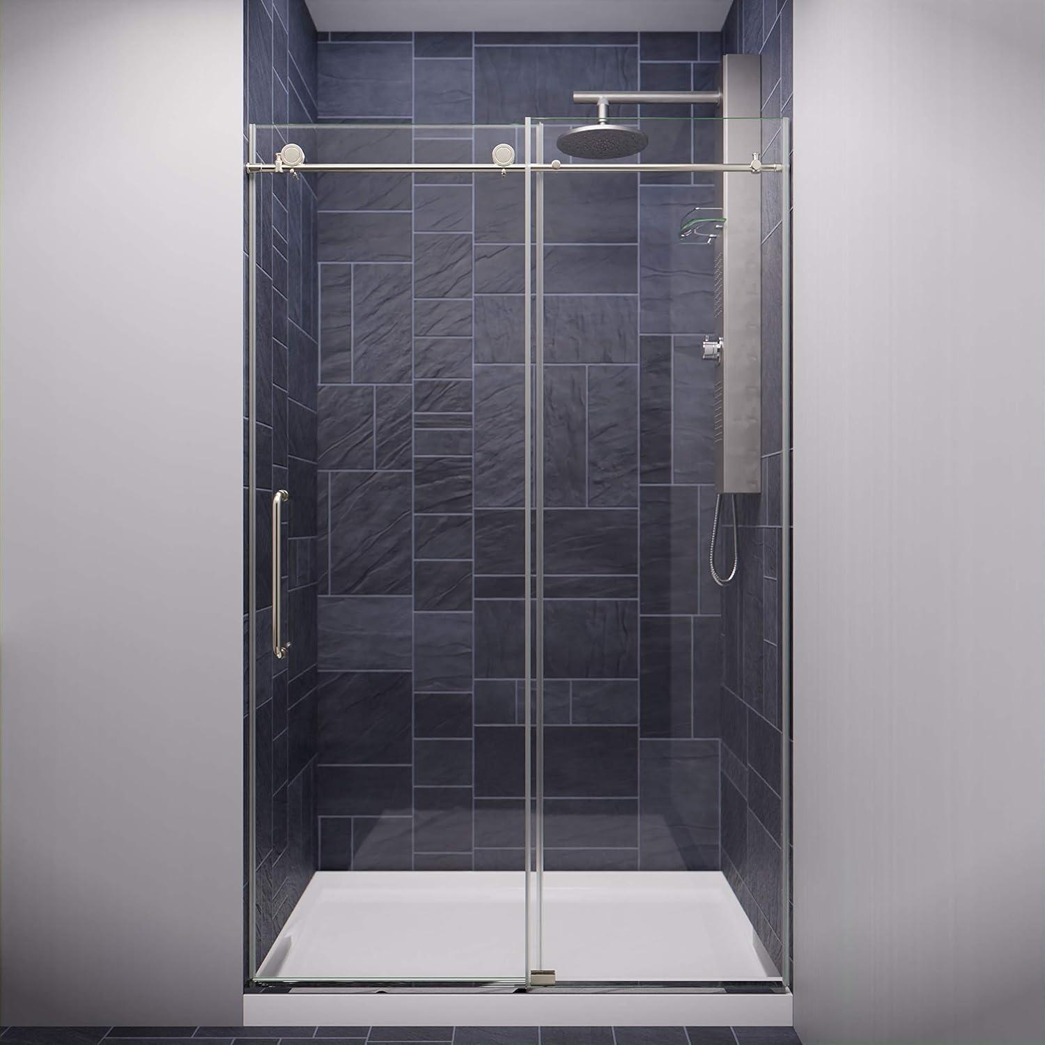 Madam Series 48" x 76" Brushed Nickel Frameless Sliding Shower Door