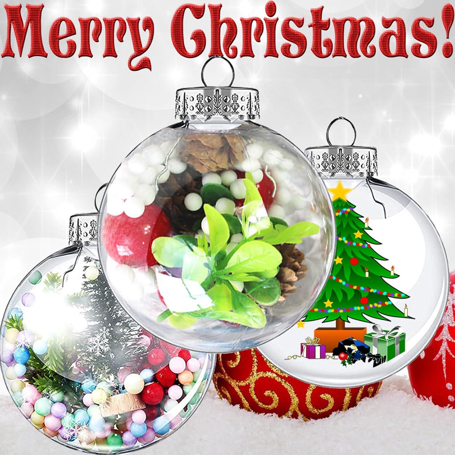 NOGIS 12 PCS 3.15 Inch Clear Ornaments Balls, Christmas DIY Fillable Ball Transparent Ball Baubles Crafts for Party Favor Wedding Christmas Birthday Home Decor