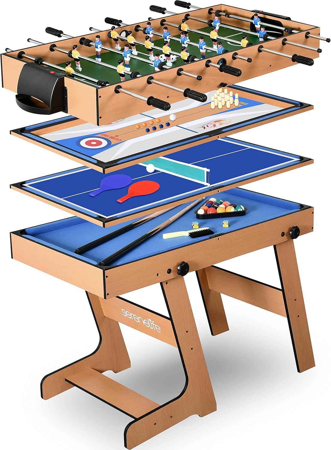 SereneLife Multi Game Table, 48" Sports Arcade Games with Accessories