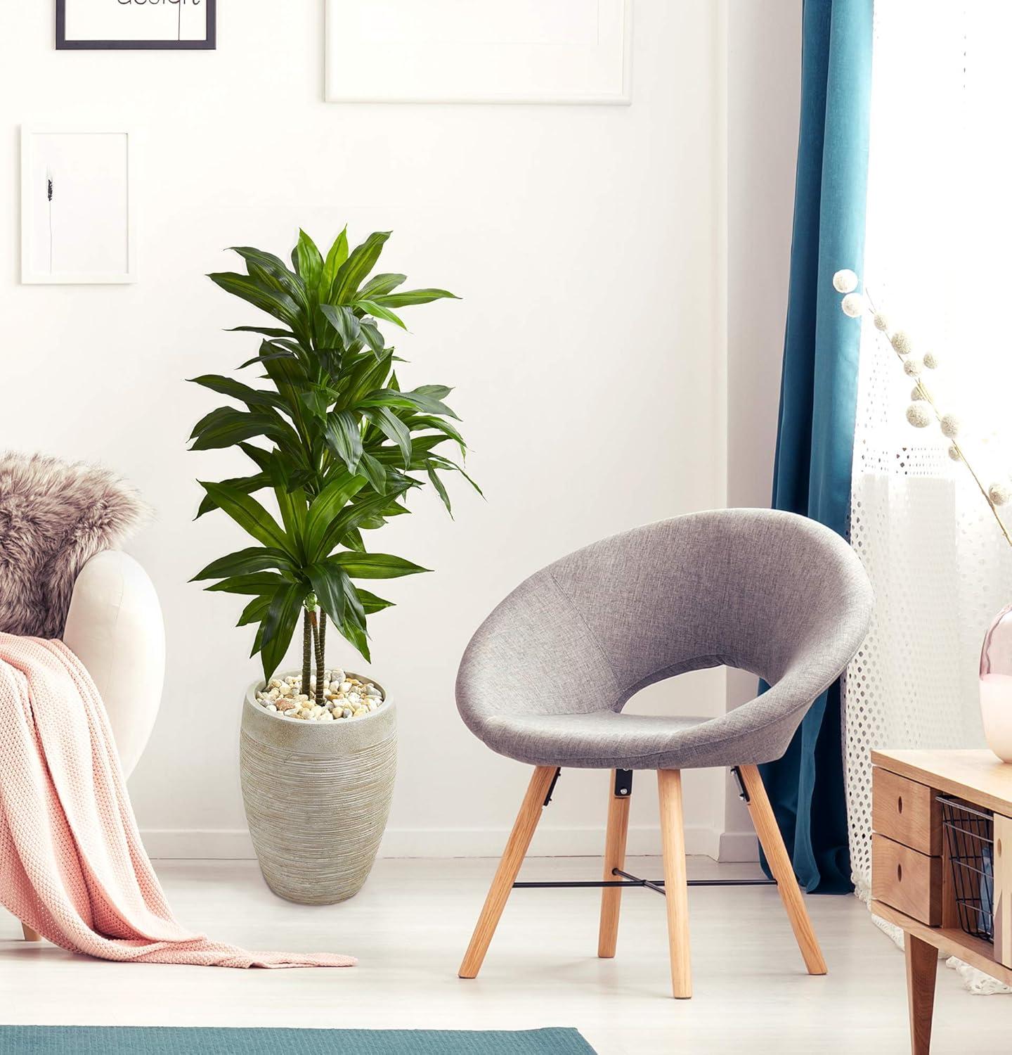 Nearly Natural 4-ft Artificial Dracaena Plant in Sand Colored Planter (Real Touch)