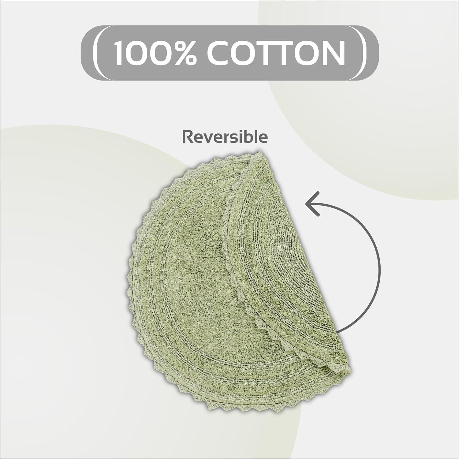 Better Trends Lilly Crochet 100% Cotton Tufted Reversible Bath Rug 24" Round - Sage