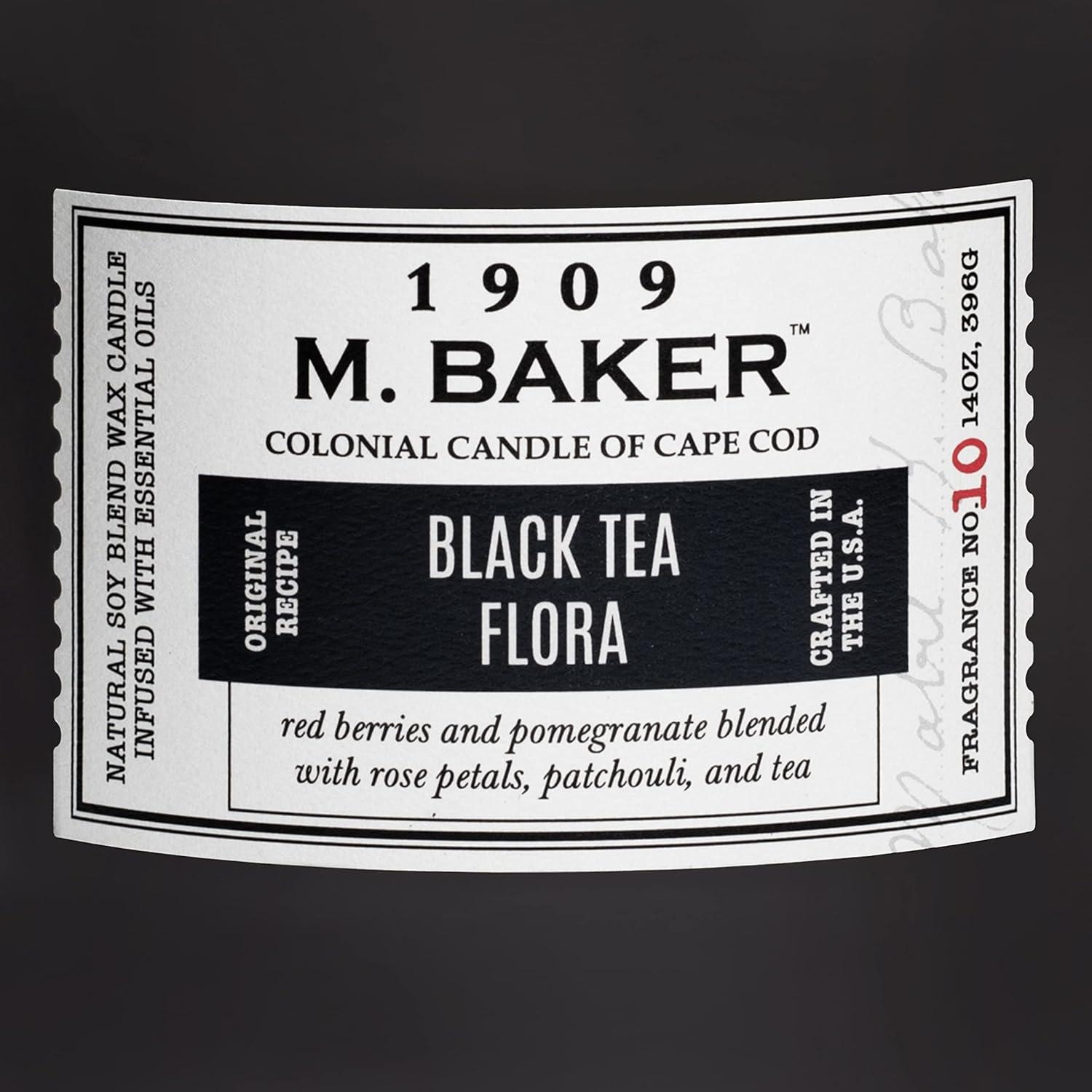Colonial Candle M Baker Black Tea Flora Scented Jar Candle, 2 Wick, 14 oz, 60 Hours Burn, Floral