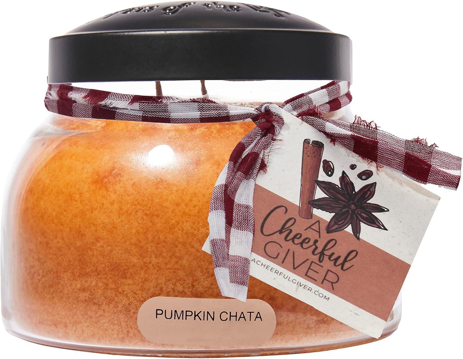 Pumpkin Chata Scented Glass Jar Candle with Black Lid