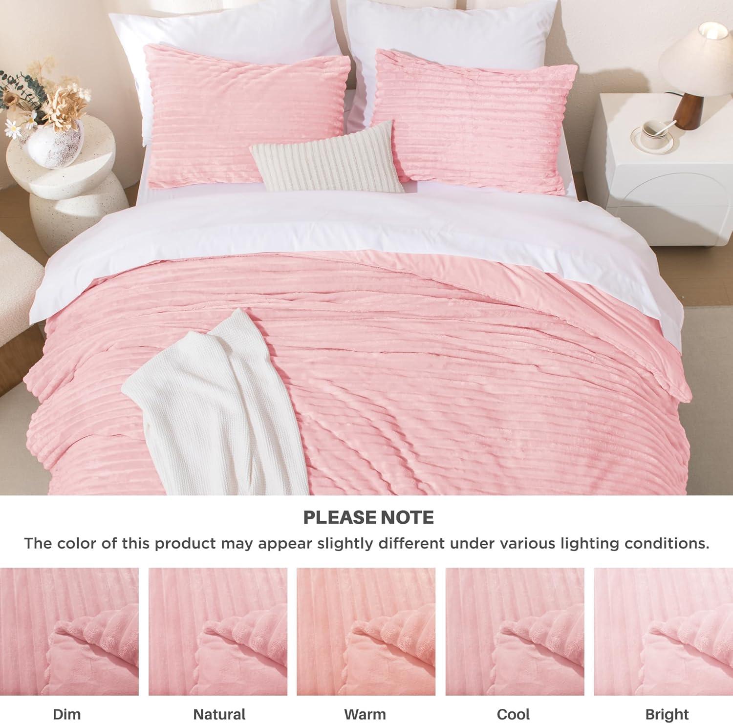 Andency Fluffy Queen Comforter Set, Super Soft White Comforters Queen Size, Winter Warm Fleece Faux Fur Bedding Set, Luxury Plush Fuzzy Bed Set 3 Pieces (1 Shaggy Comforter, 2 Pillowcases)