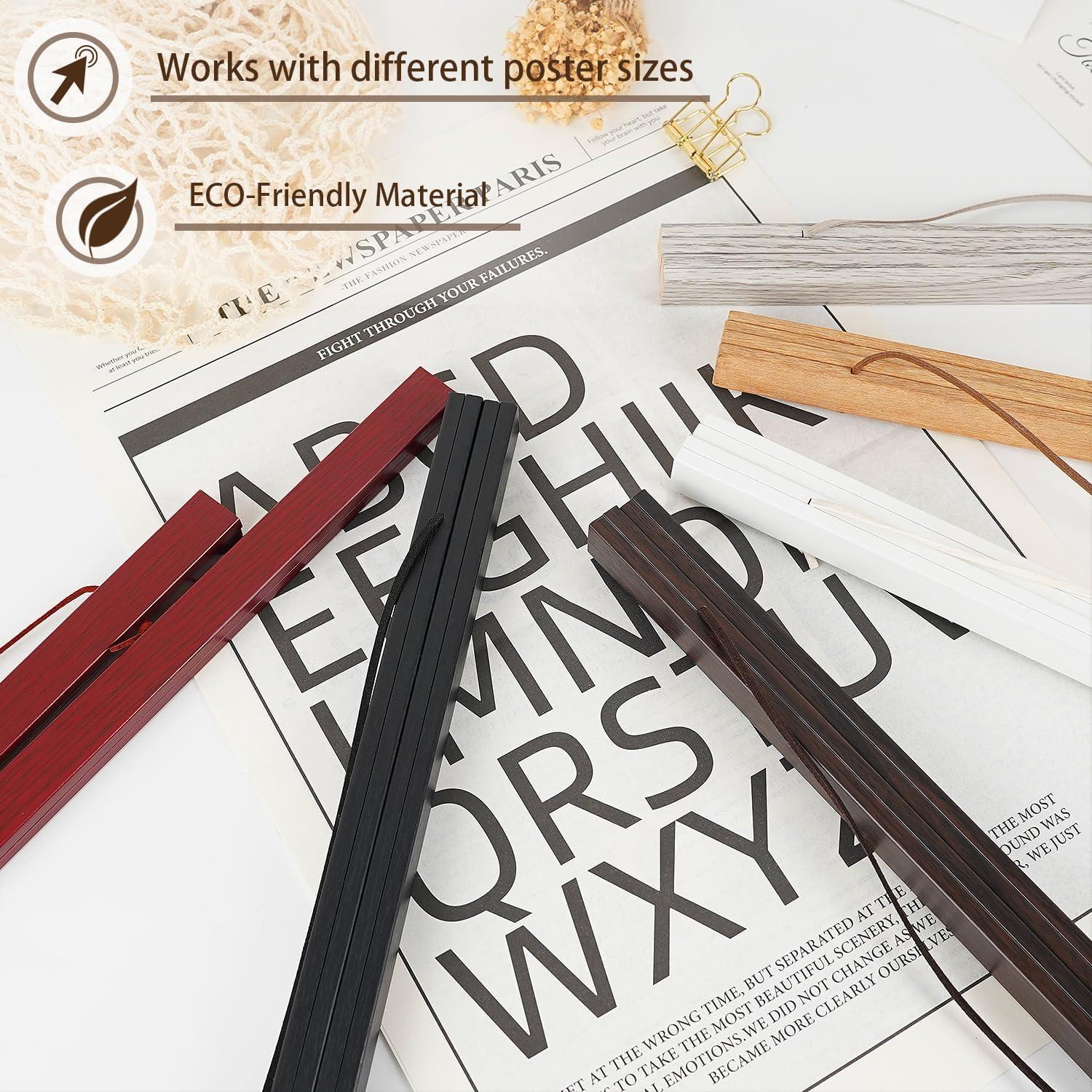 Artmag Magnetic Poster Hanger Frame, 25x20 25x35 25x40 Light Wood Wooden Magnet Canvas Artwork Print Poster Hangers Frames Hanging Kit (Teak Wood, 25")