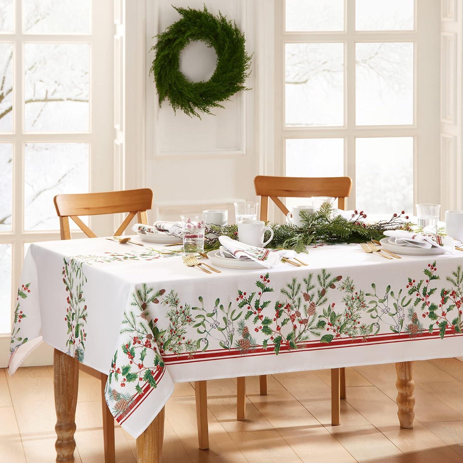 Elrene Winter Holiday Berry Tablecloth - Elrene Home Fashions