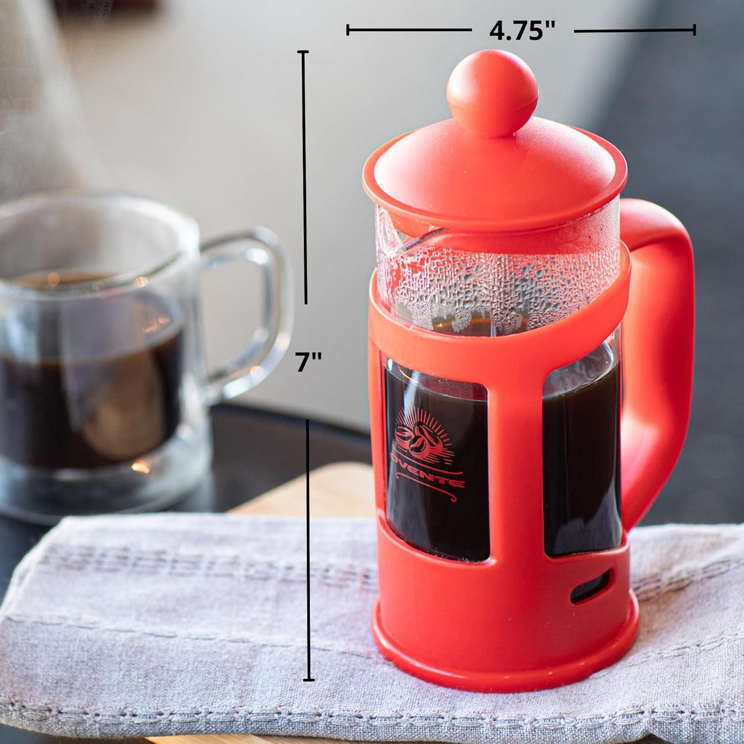 Ovente OVENTE 12 Ounce French Press Coffee Tea and Espresso 4 Filter Stainless-Steel FPT12R