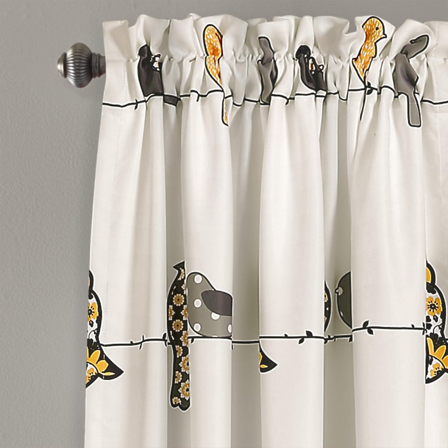 Lush Decor Rowley Birds Room Darkening 84" x 52" + 2" Header Animal print Yellow 100% Polyester 3" Rod Pocket 2-Pc Set Window Panel