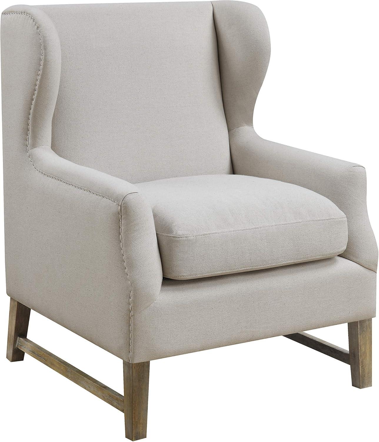 Coaster Transitional Fabric Upholstered Accent Chair in Beige