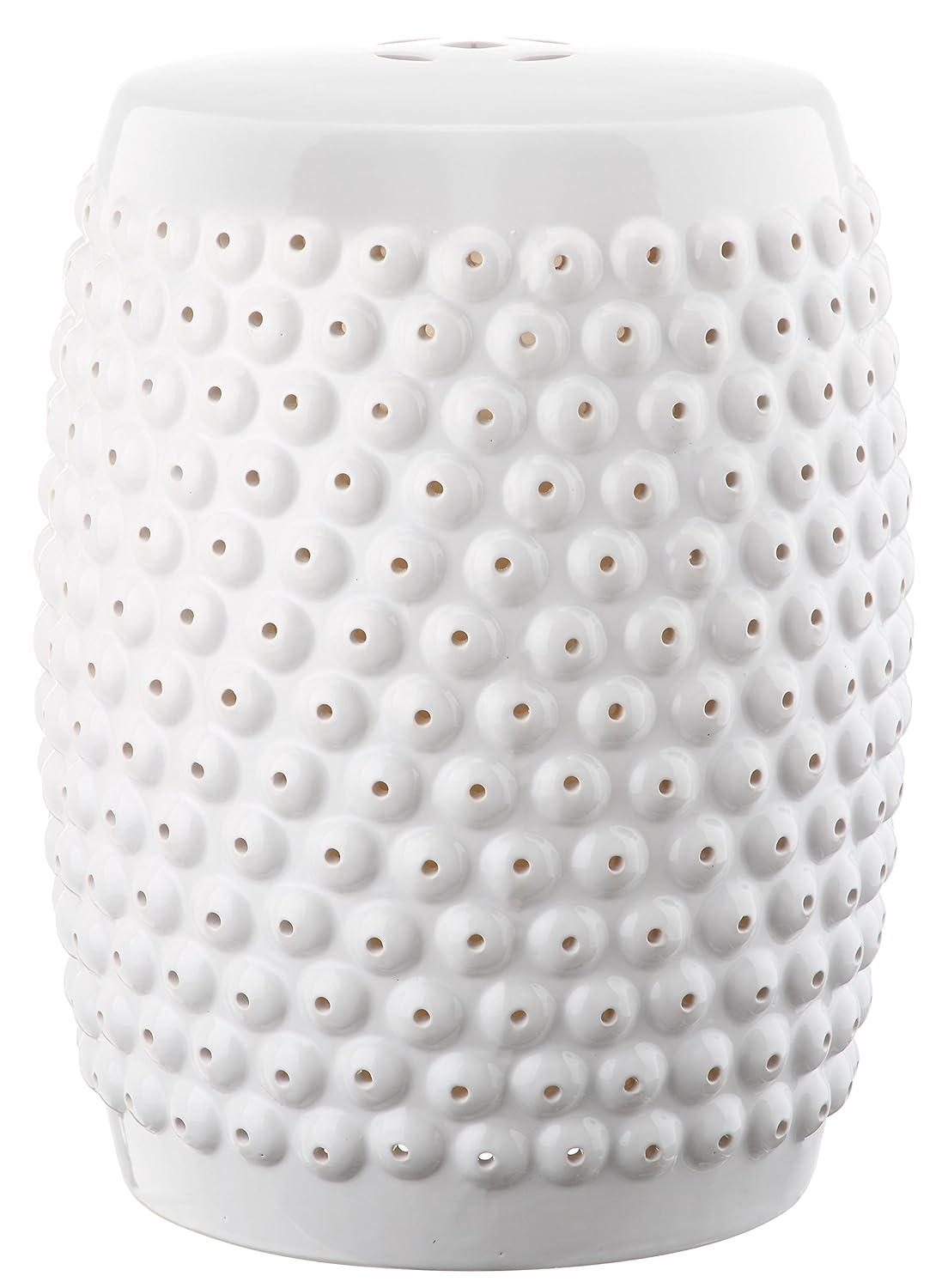 Stella Nailhead Garden Stool - Indoor/Outdoor - ACS4530 - White - Safavieh