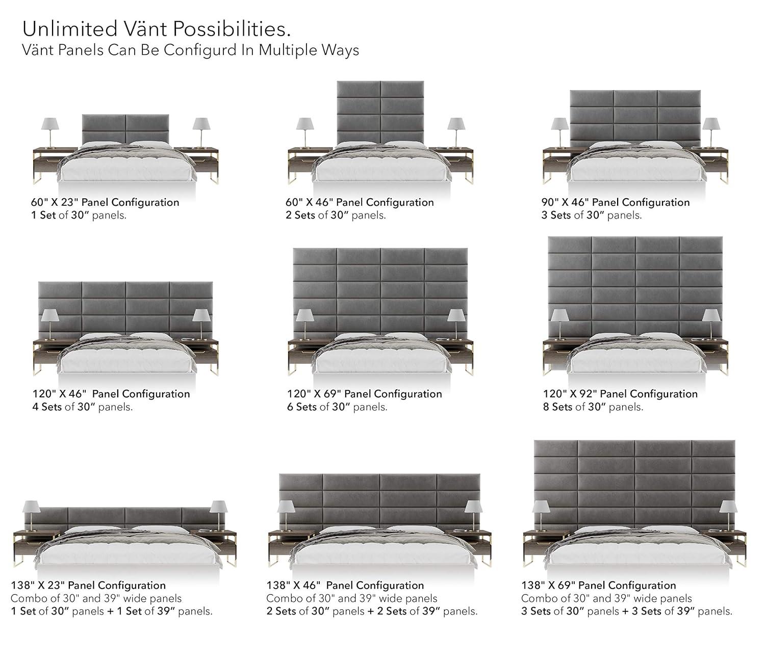 VANT Upholstered Wall Panels - Queen/Full Size Wall Mounted Headboards - Vintage Leather Dusty Taupe - Pack of 4 Panels (Each Individual Panel 30"x11.5") 30'' WIDE Vintage Leather Dusty Taupe