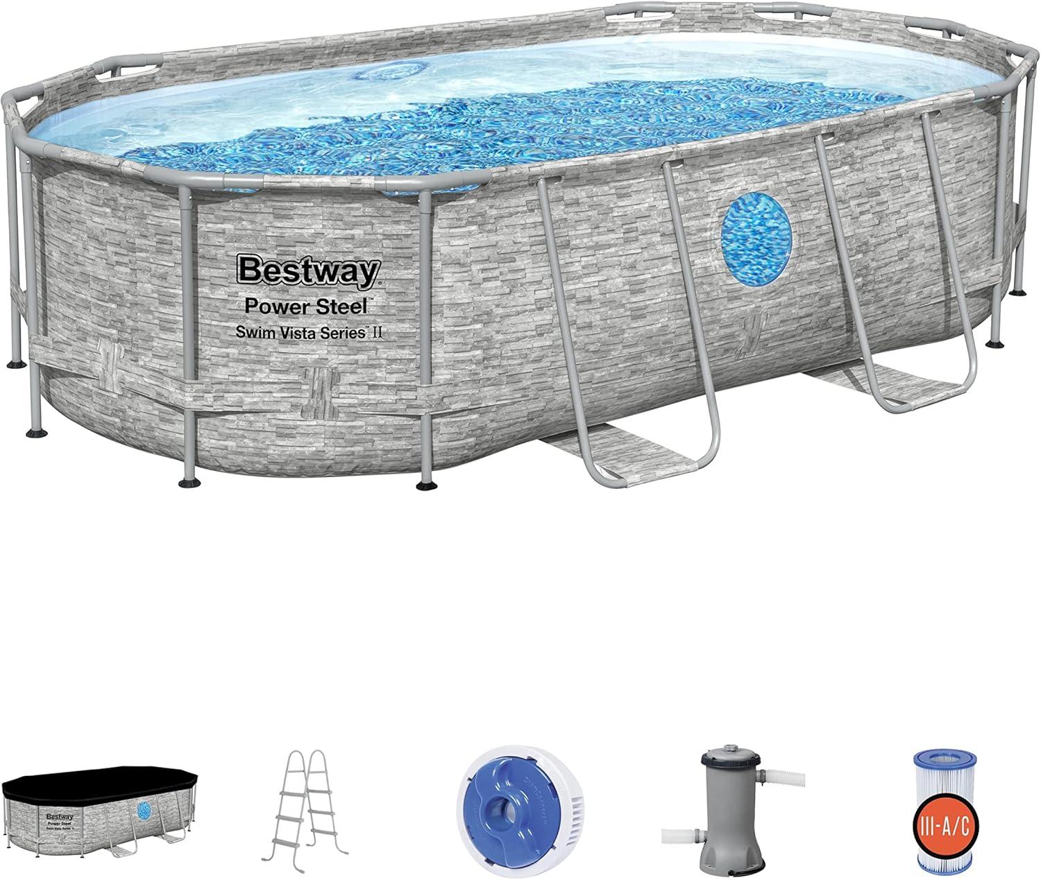 Bestway Power Steel Swim Vista 14' x 8'2" x 39.5" Above Ground Pool Set