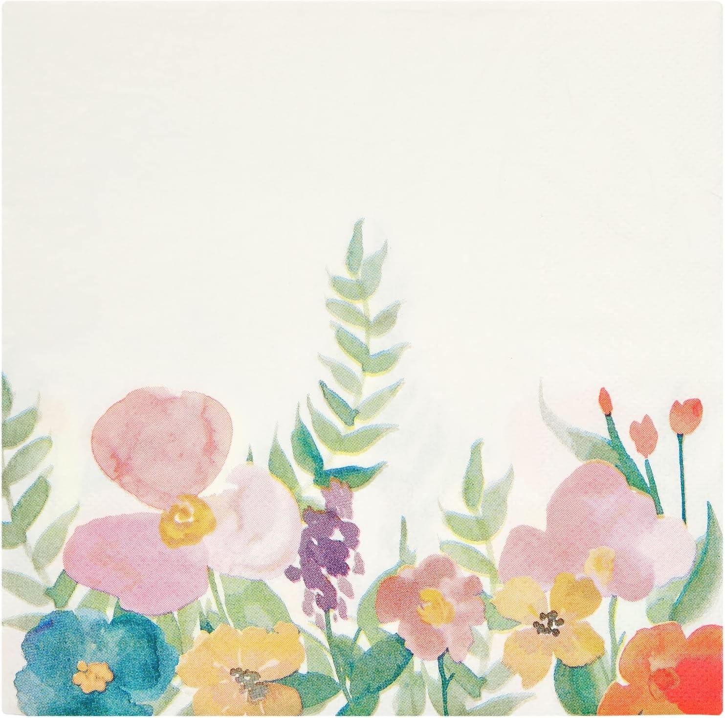 Juvale 144 Piece Watercolor Flower Tea Party Supplies, Includes Disposable Floral Paper Plates, Napkins, Cups, Cutlery