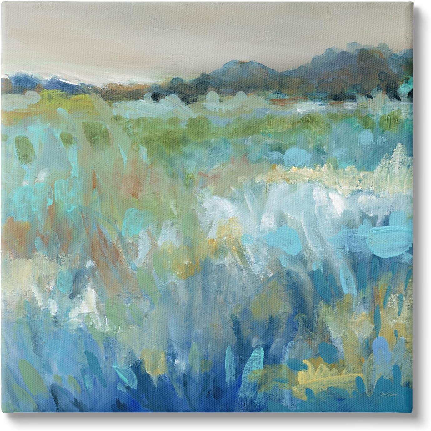 Stupell Industries Abstract Blue Meadow Abstract Painting Gallery Wrapped Canvas Art Print Wall Art, 17 x 17