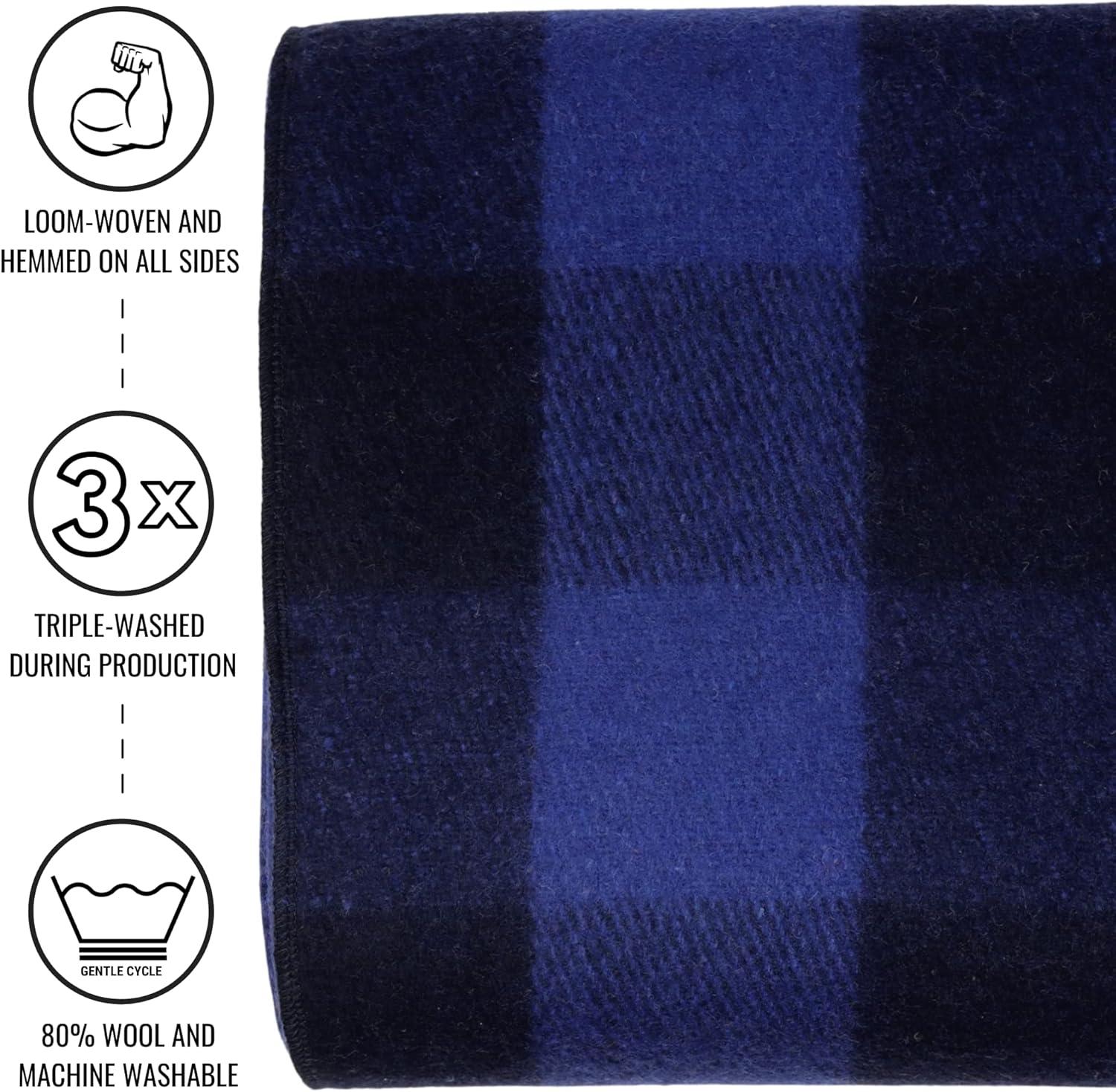 Arcturus Buffalo Plaid Wool Blanket, 64" x 88", Loom-Woven