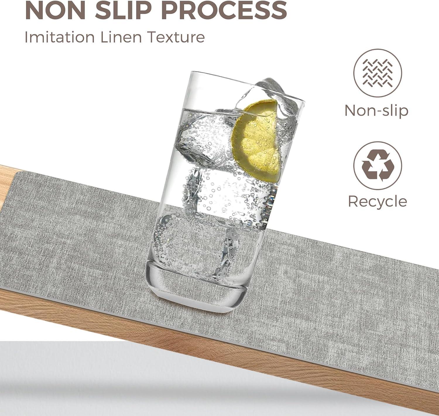 FOCUSLINE Faux Leather Placemats Set of 6, Light Grey Table Place Mats, Waterproof and Non-Slip Dining Table Mats for Indoor & Outdoor Use