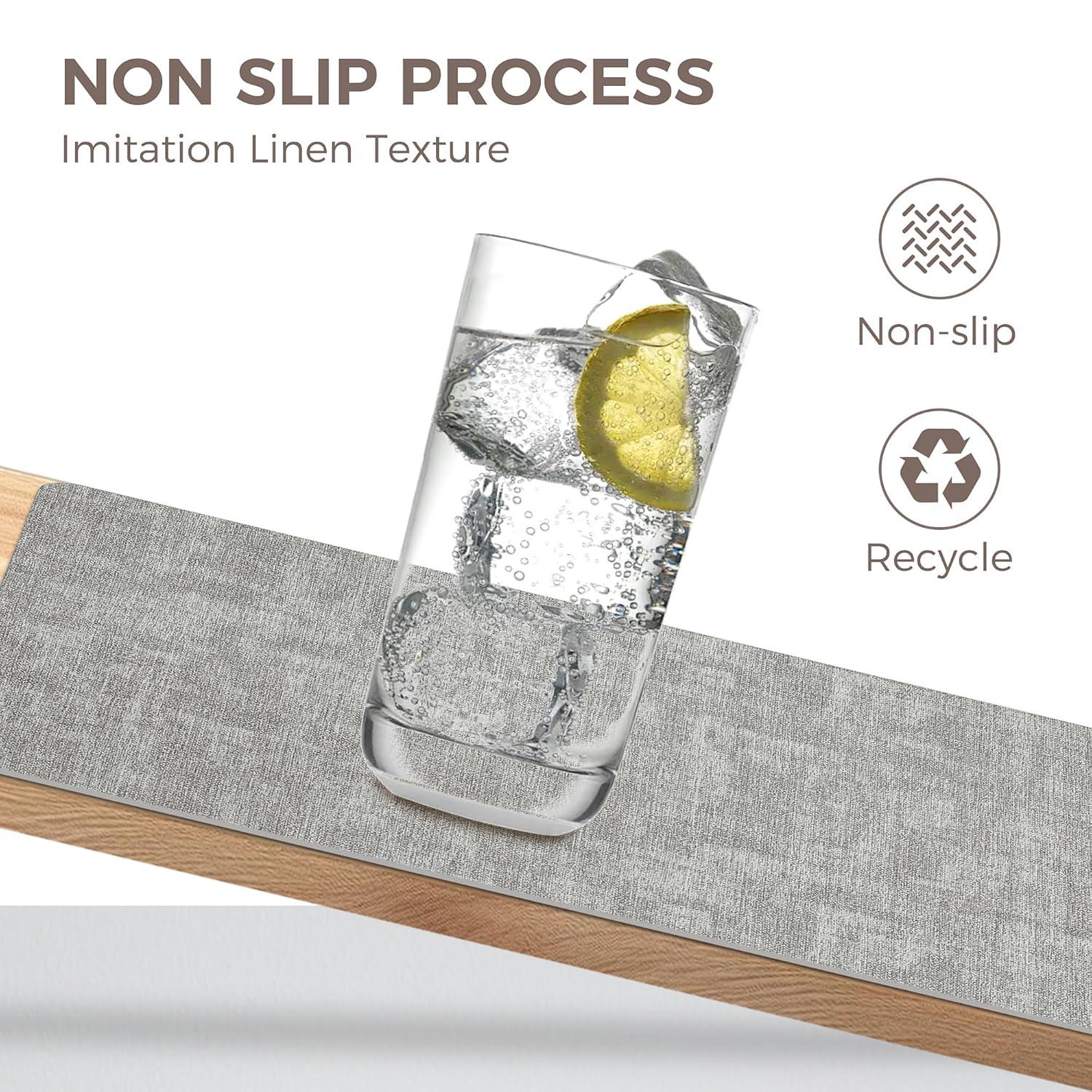 FOCUSLINE Faux Leather Placemats Set of 6, Light Grey Table Place Mats, Waterproof and Non-Slip Dining Table Mats for Indoor & Outdoor Use